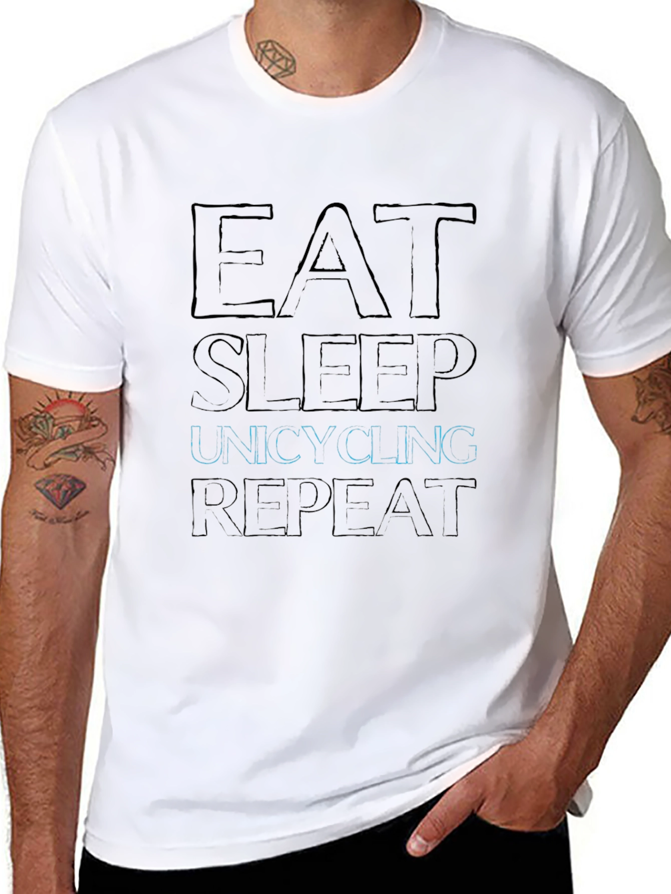 Eat Sleep Unicycling Repeat Black T-Shirt