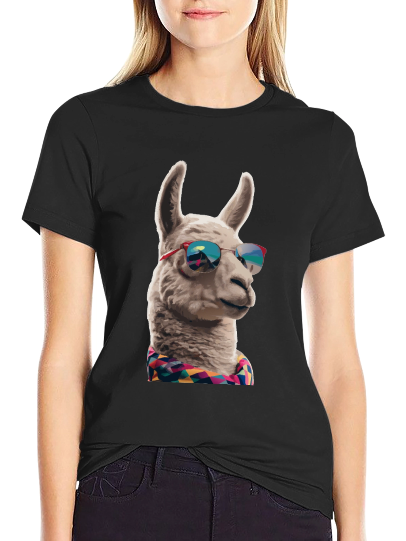 Cool Llama Graphic Tee - Black