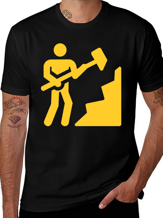 Miner Graphic Tee - Black Cotton Crew Neck