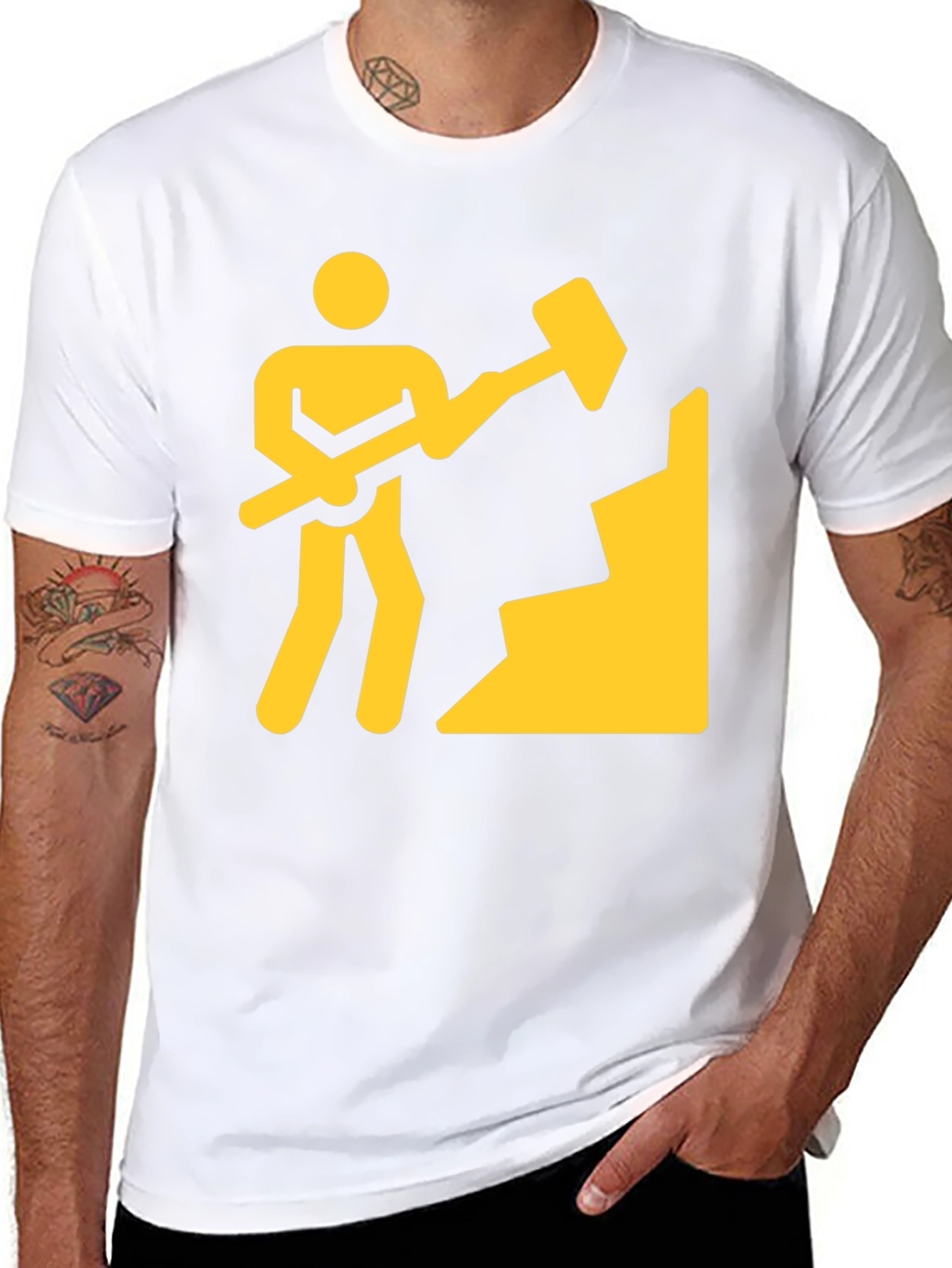 Miner Graphic Tee - Black Cotton Crew Neck