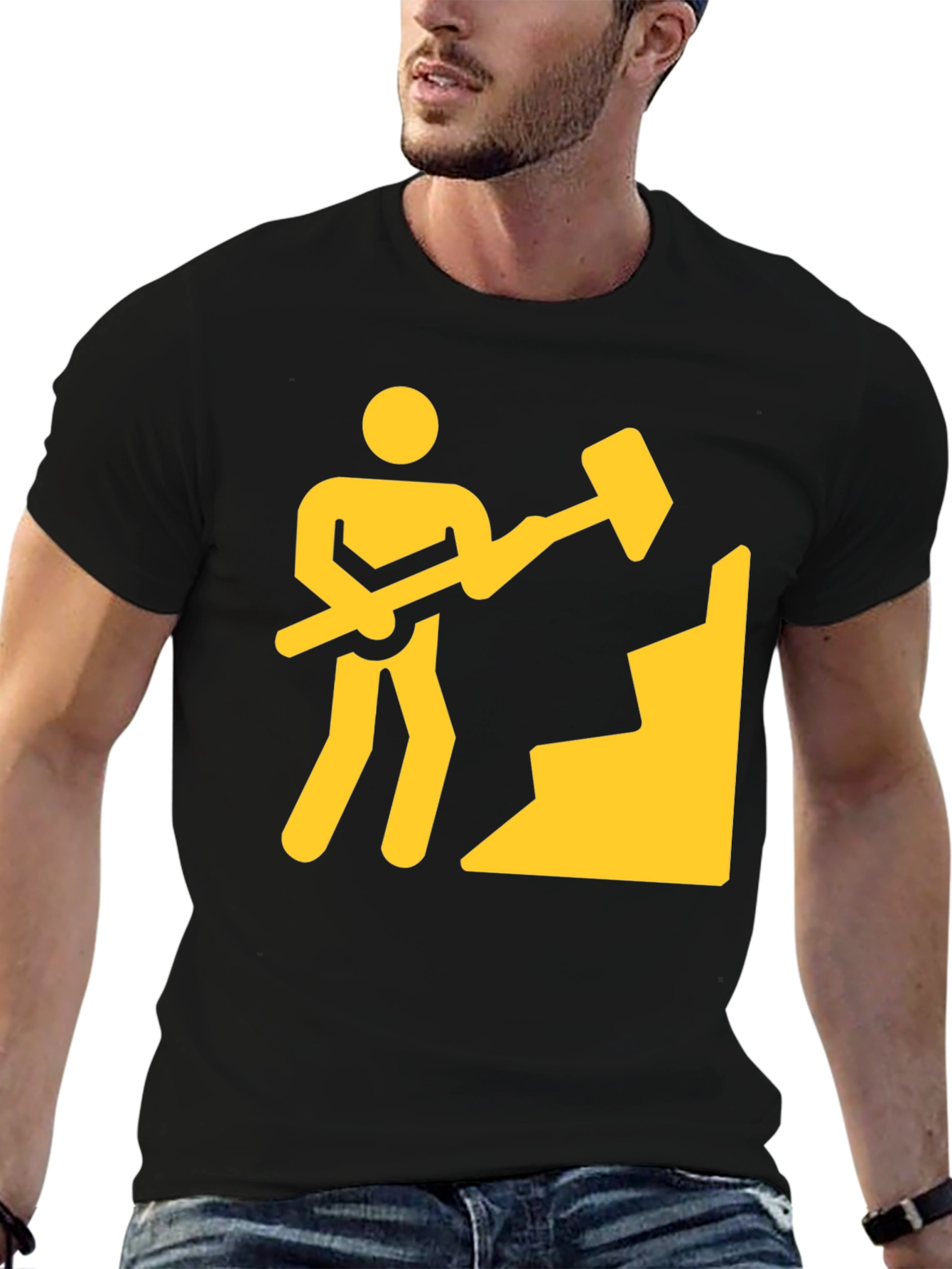 Miner Graphic Tee - Black Cotton Crew Neck