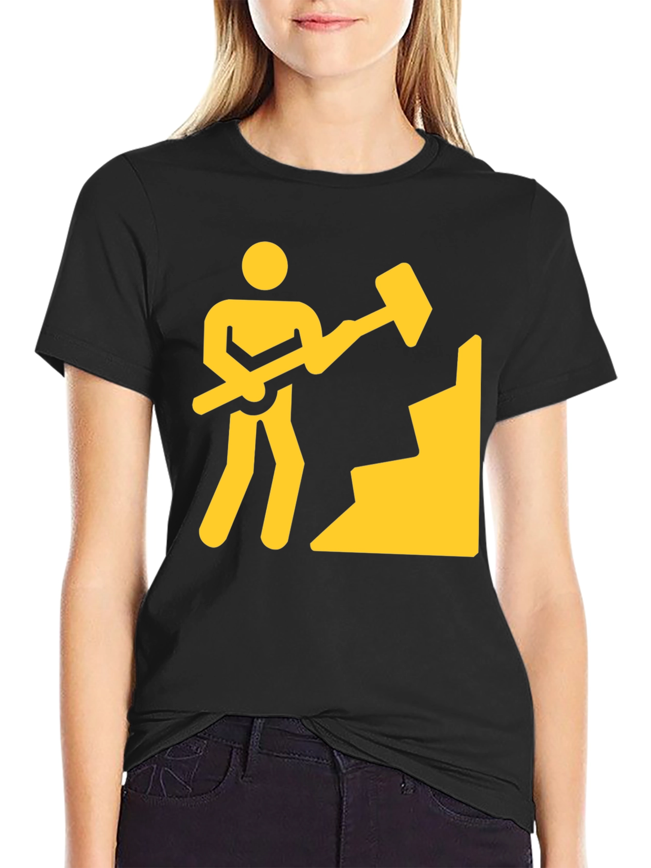 Miner Graphic Tee - Black Cotton Crew Neck