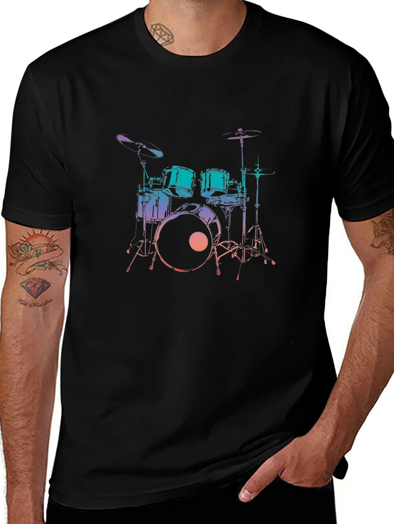 Drum Set Graphic Tee - Music Lover T-Shirt