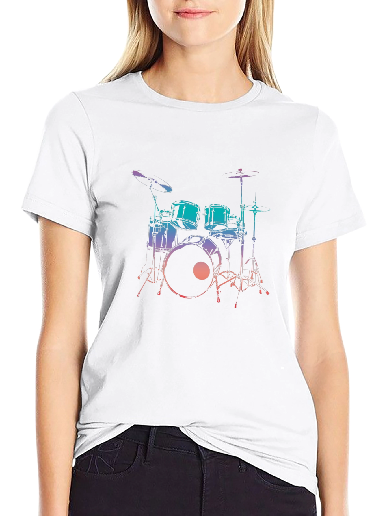 Drum Set Graphic Tee - Music Lover T-Shirt