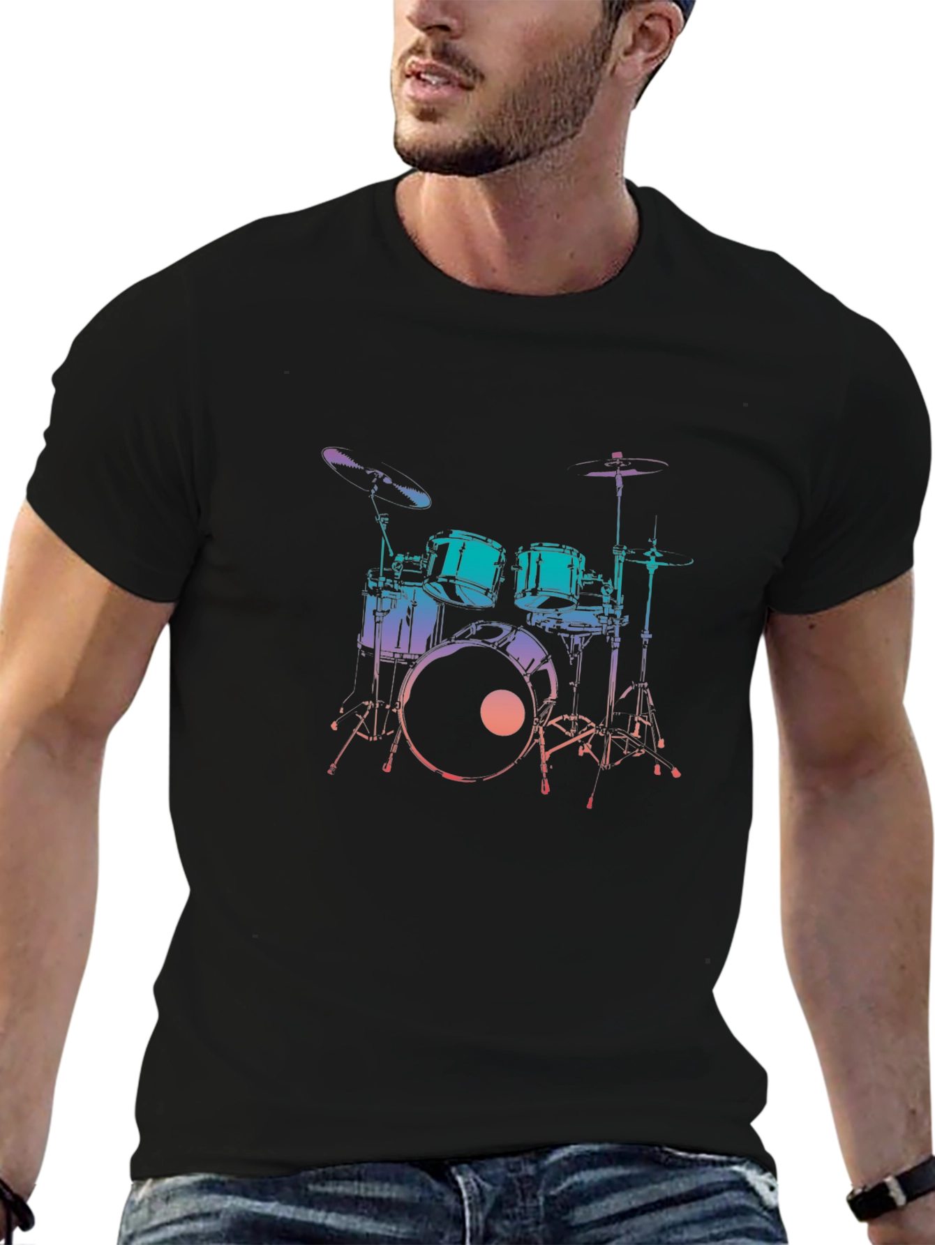 Drum Set Graphic Tee - Music Lover T-Shirt