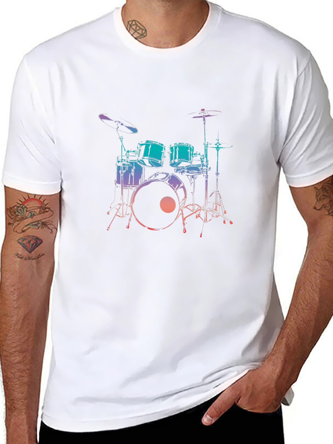 Drum Set Graphic Tee - Music Lover T-Shirt