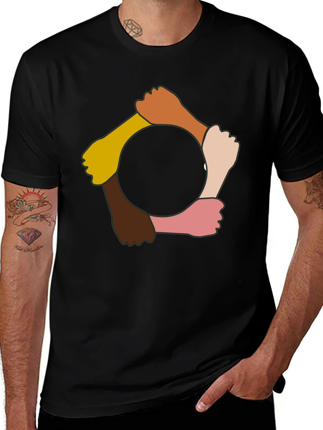 Unity Fist Circle Graphic Tee - Black