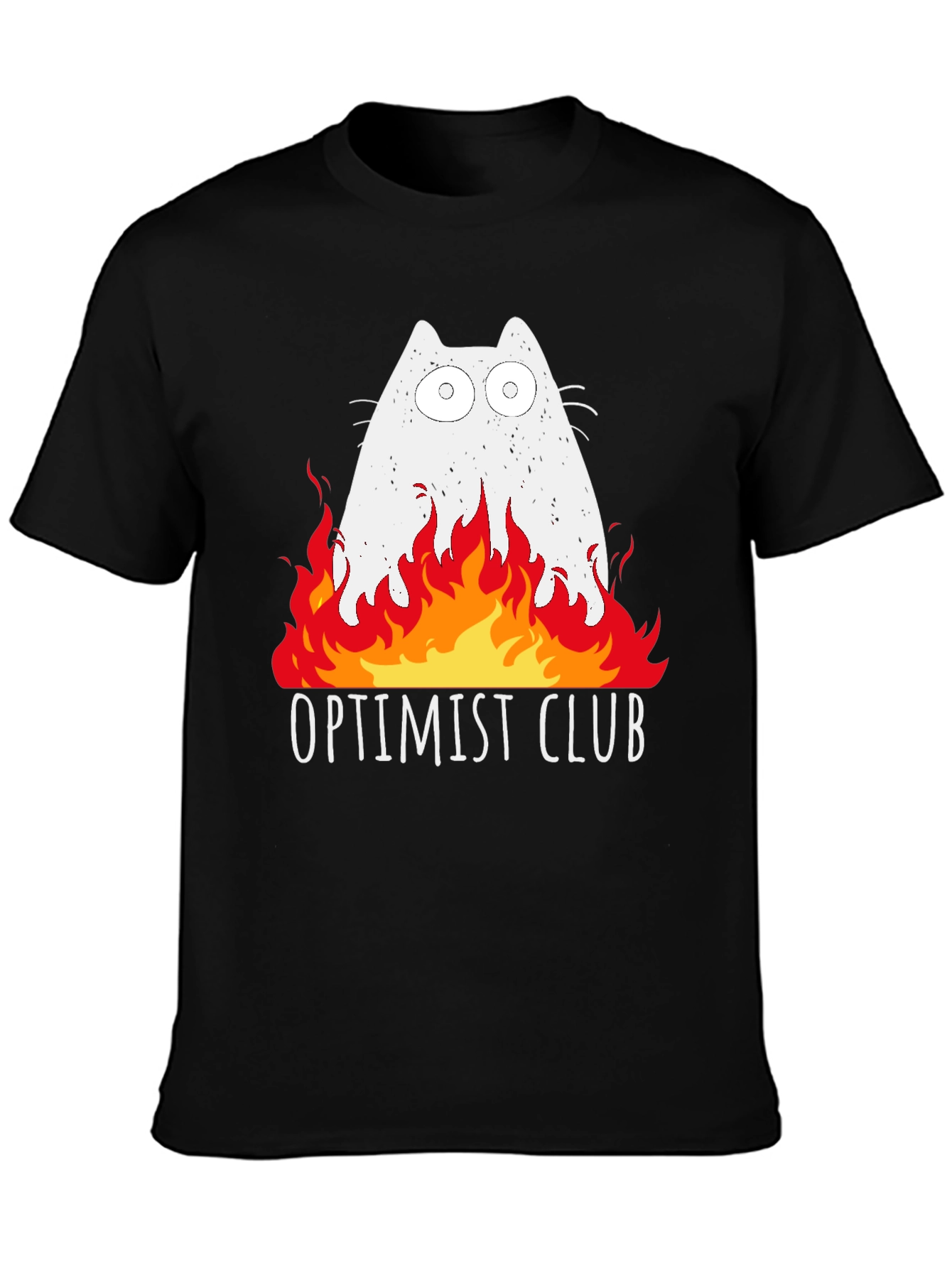 Optimist Club Cat Fire Graphic T-Shirt