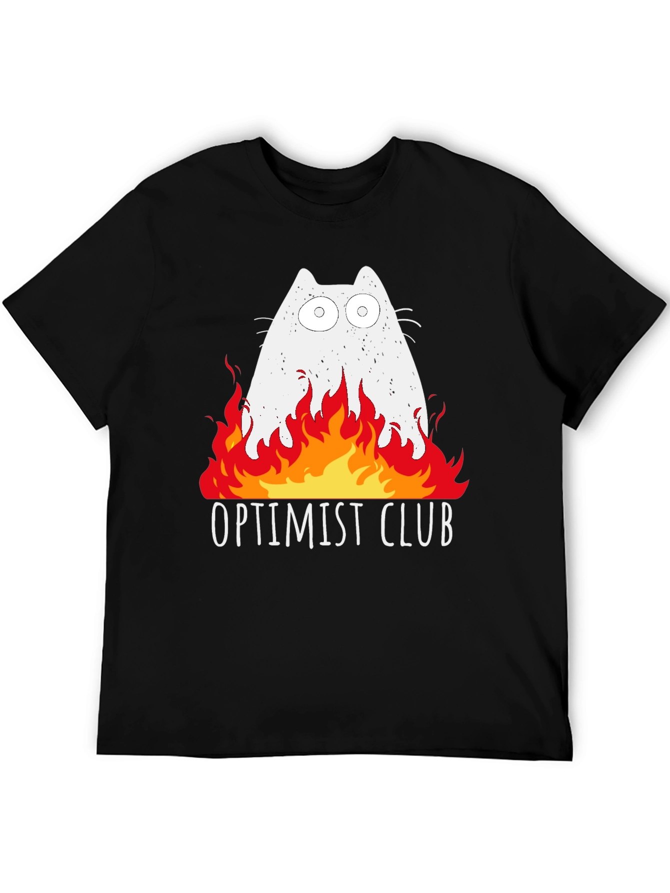 Optimist Club Cat Fire Graphic T-Shirt
