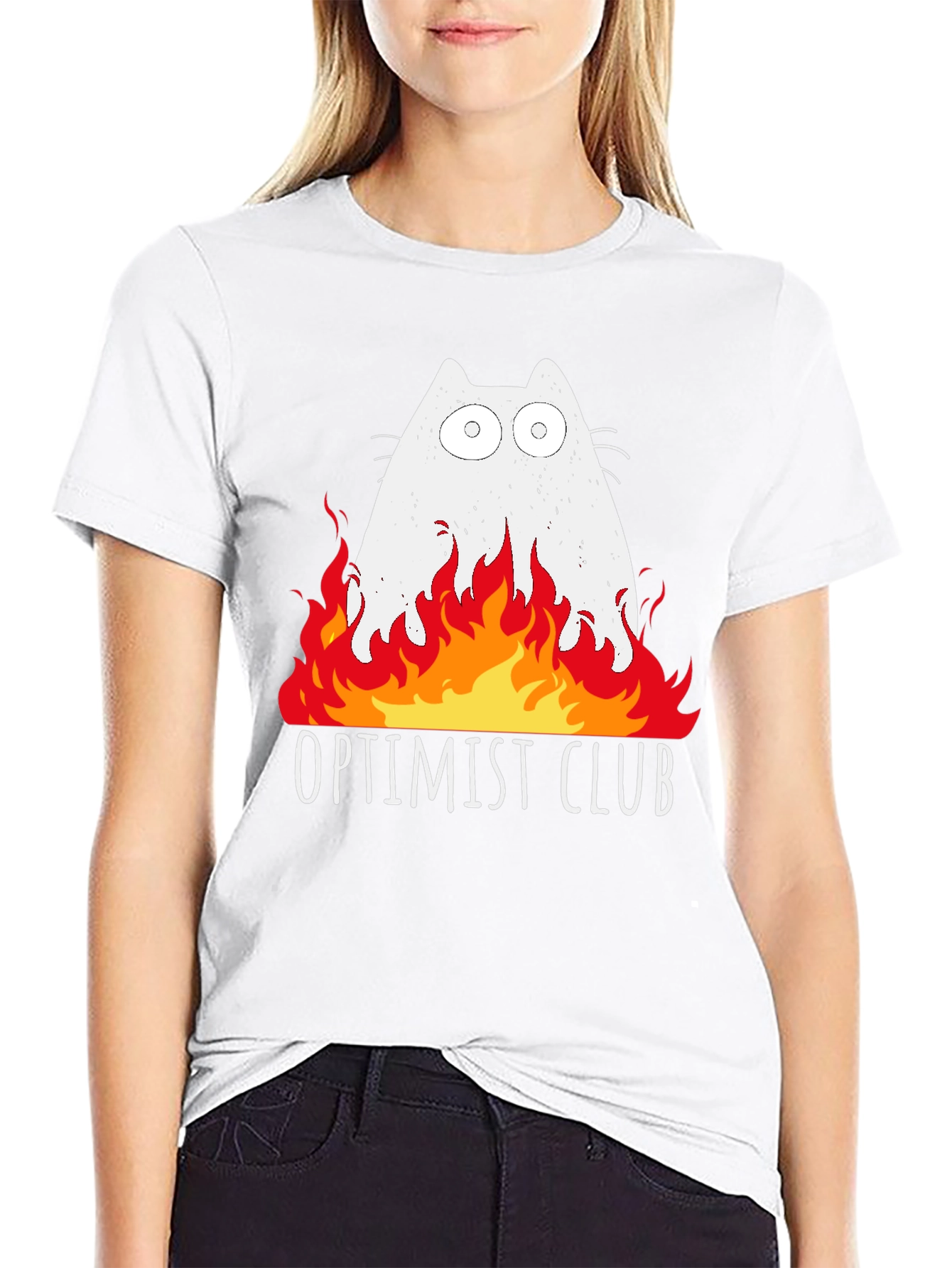Optimist Club Cat Fire Graphic T-Shirt