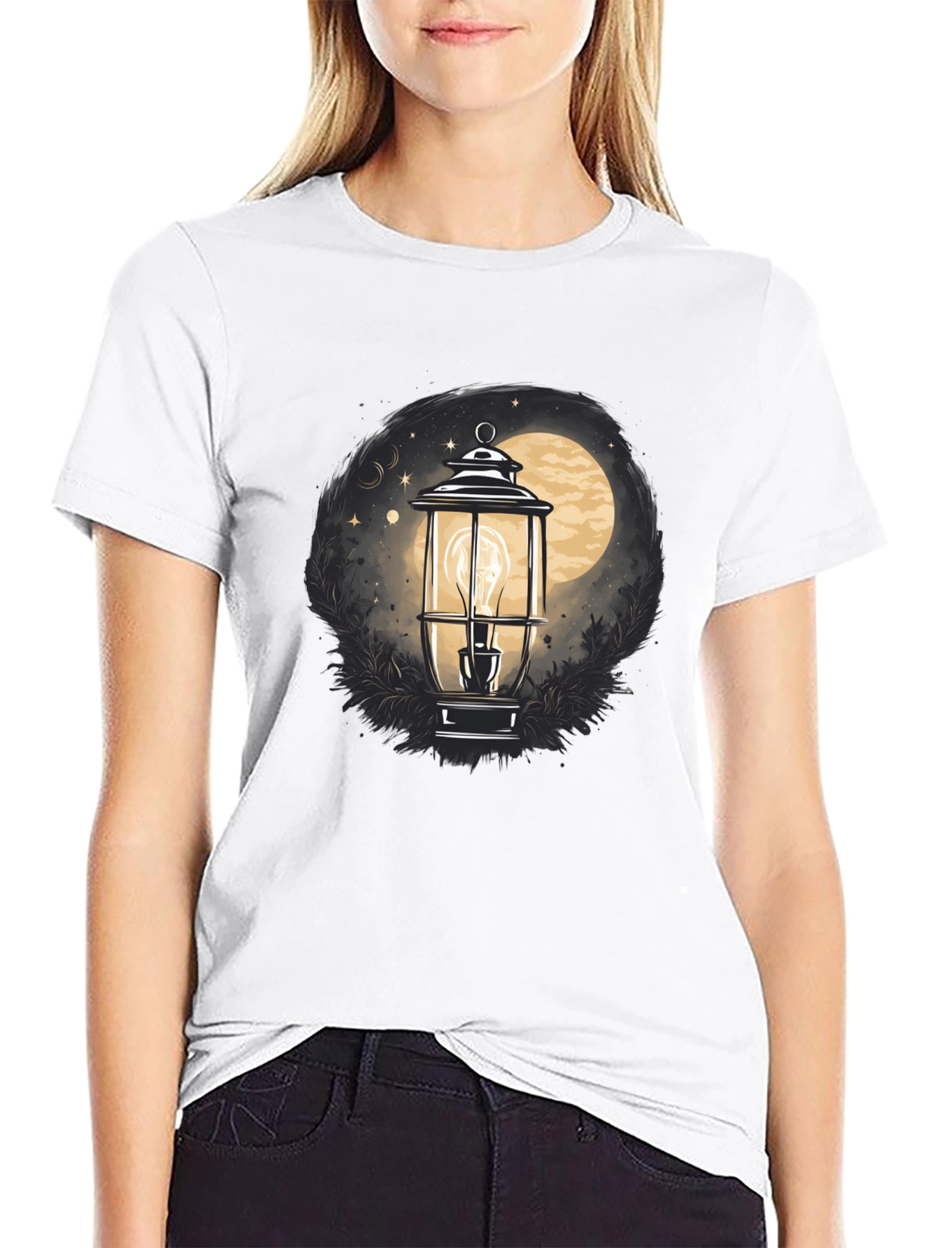 Lantern Moon Graphic Tee - Black