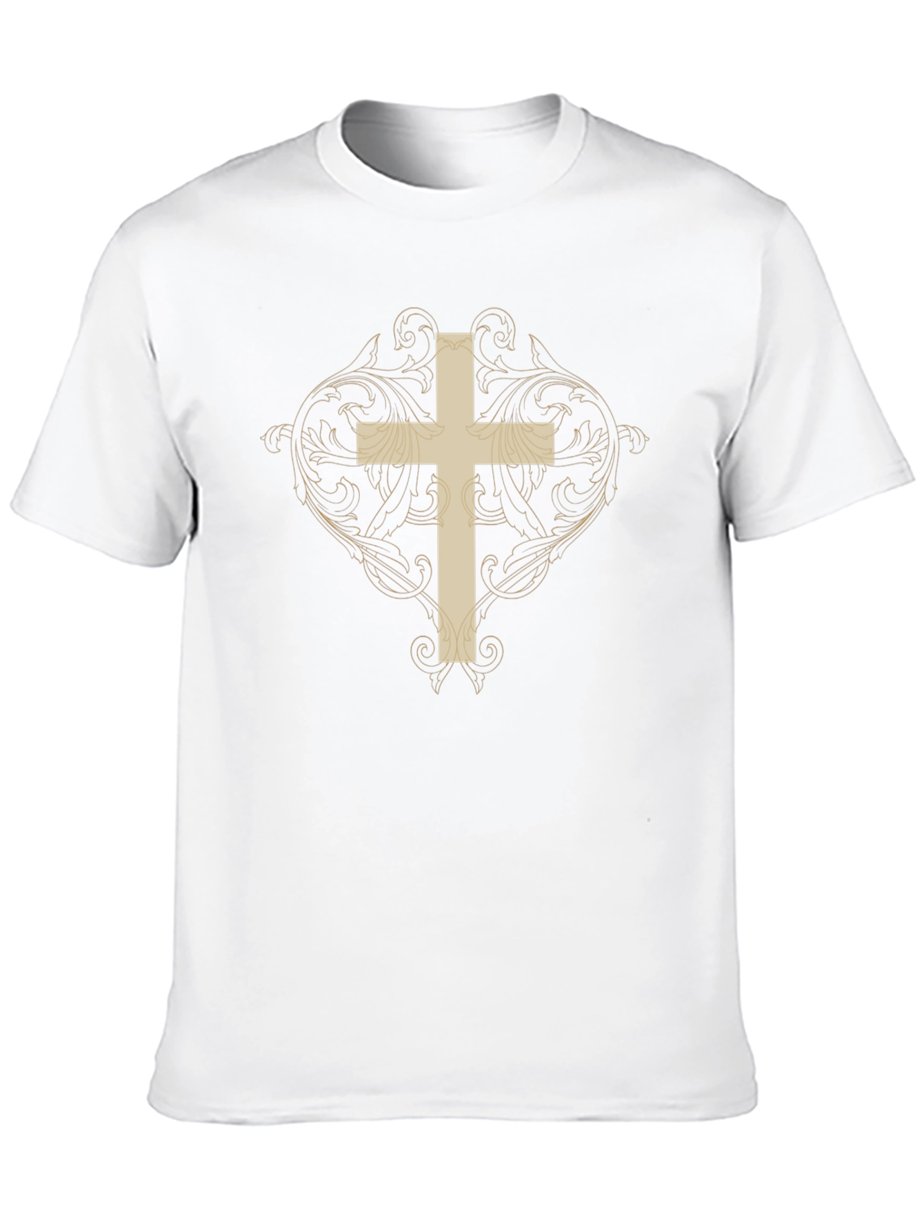 Ornate Cross Graphic Print Black T-Shirt