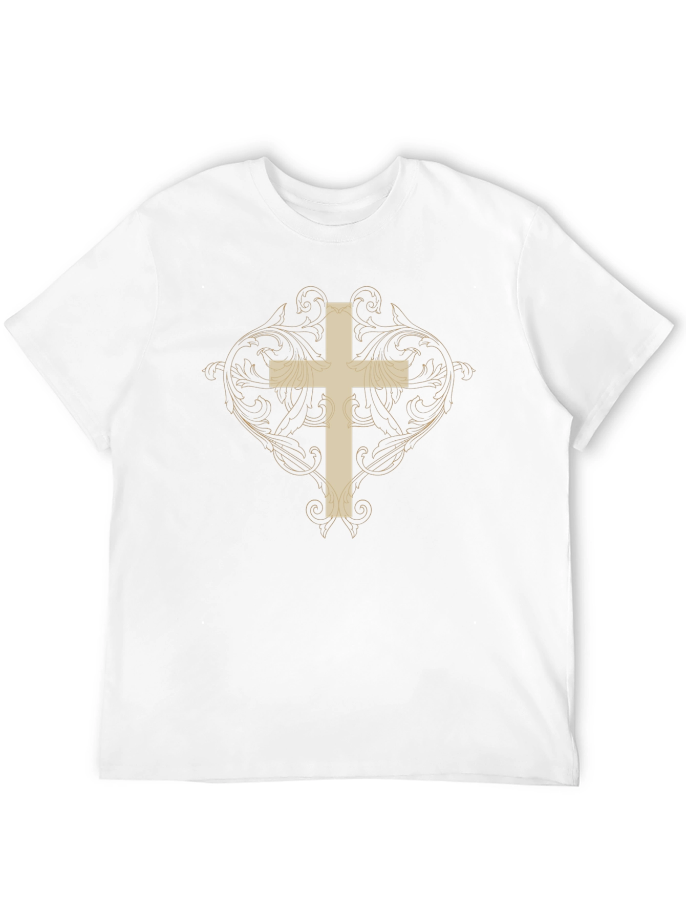 Ornate Cross Graphic Print Black T-Shirt