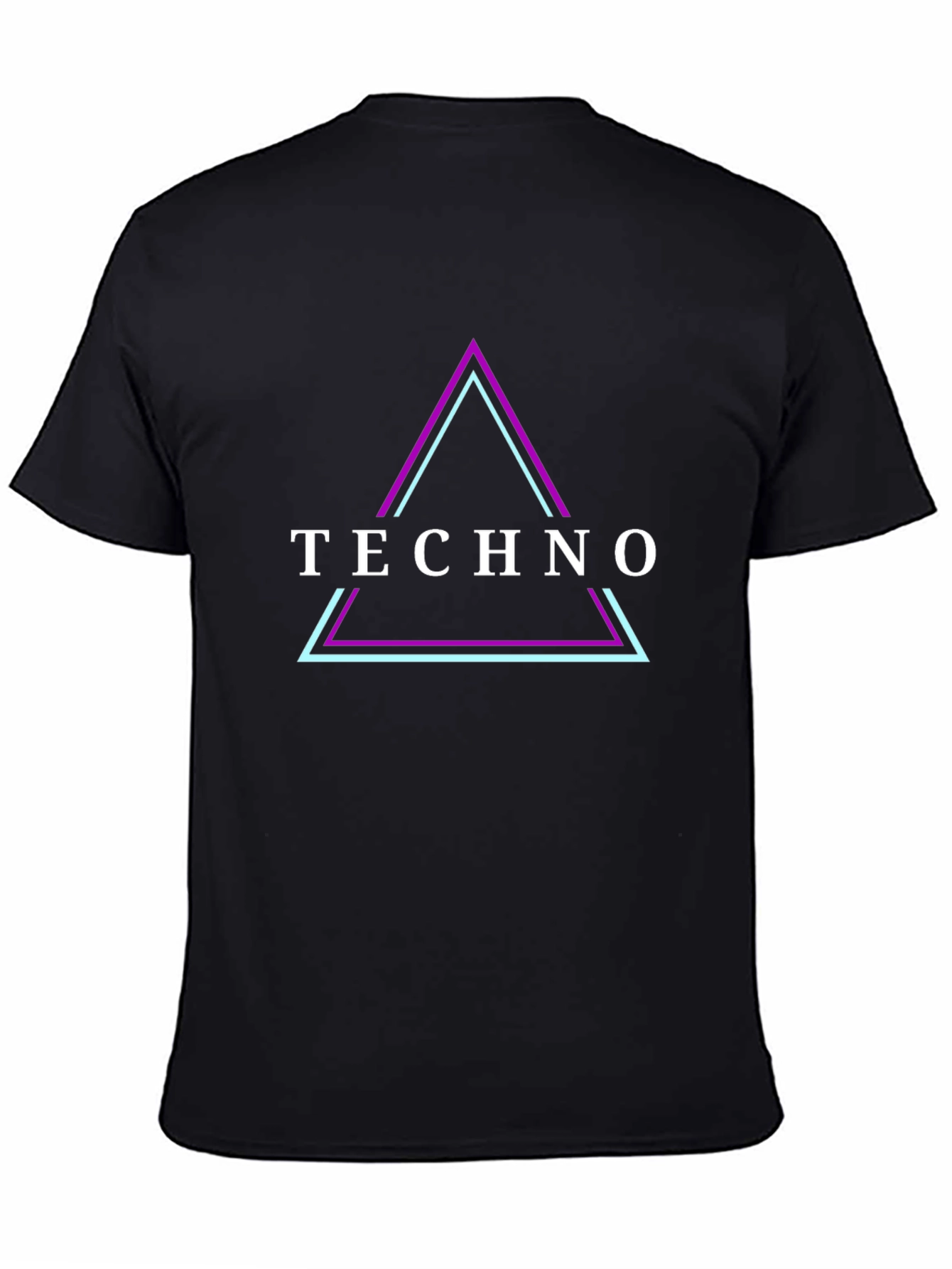 Techno Triangle Graphic Tee - Black Cotton T-Shirt