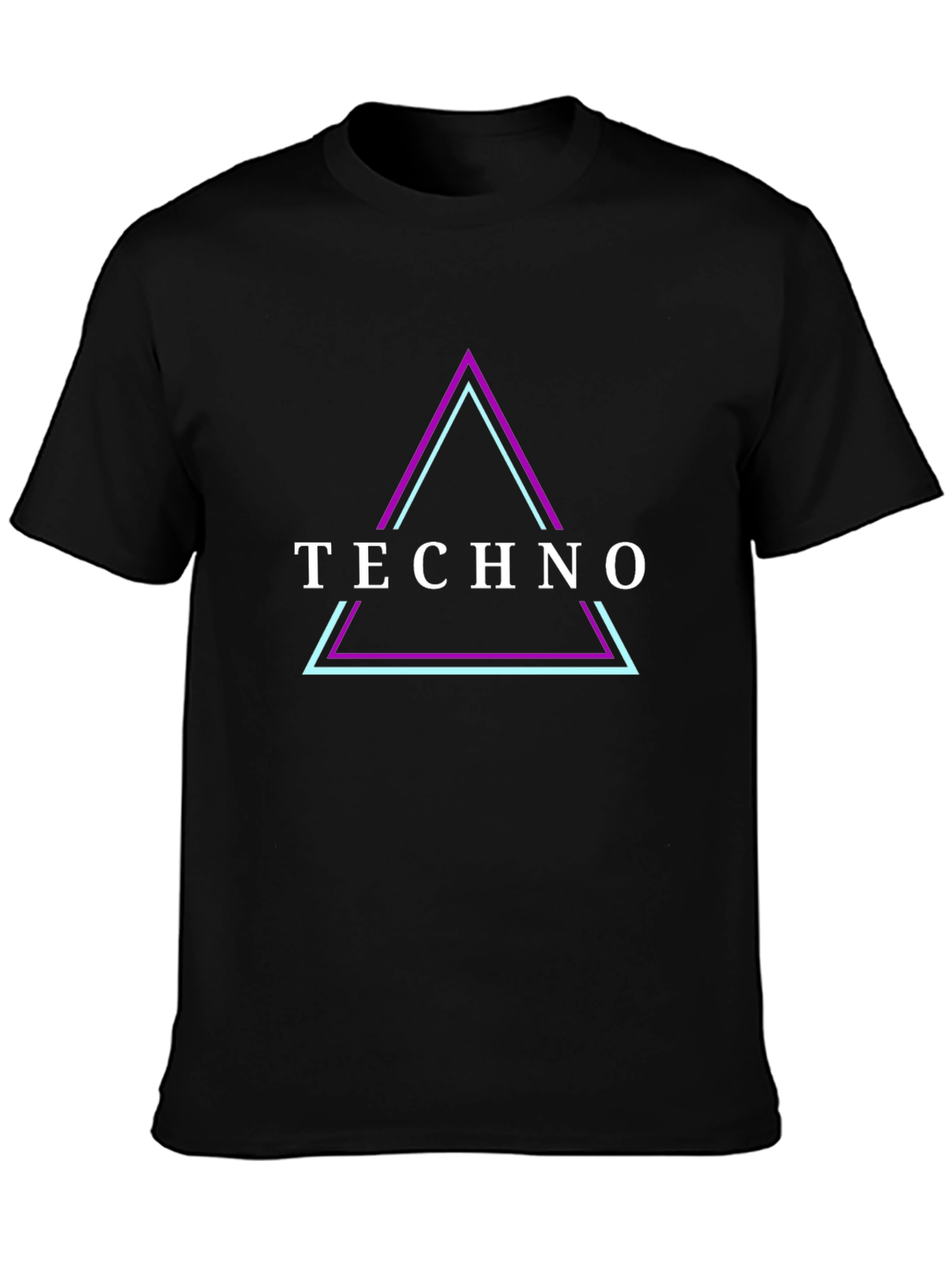 Techno Triangle Graphic Tee - Black Cotton T-Shirt