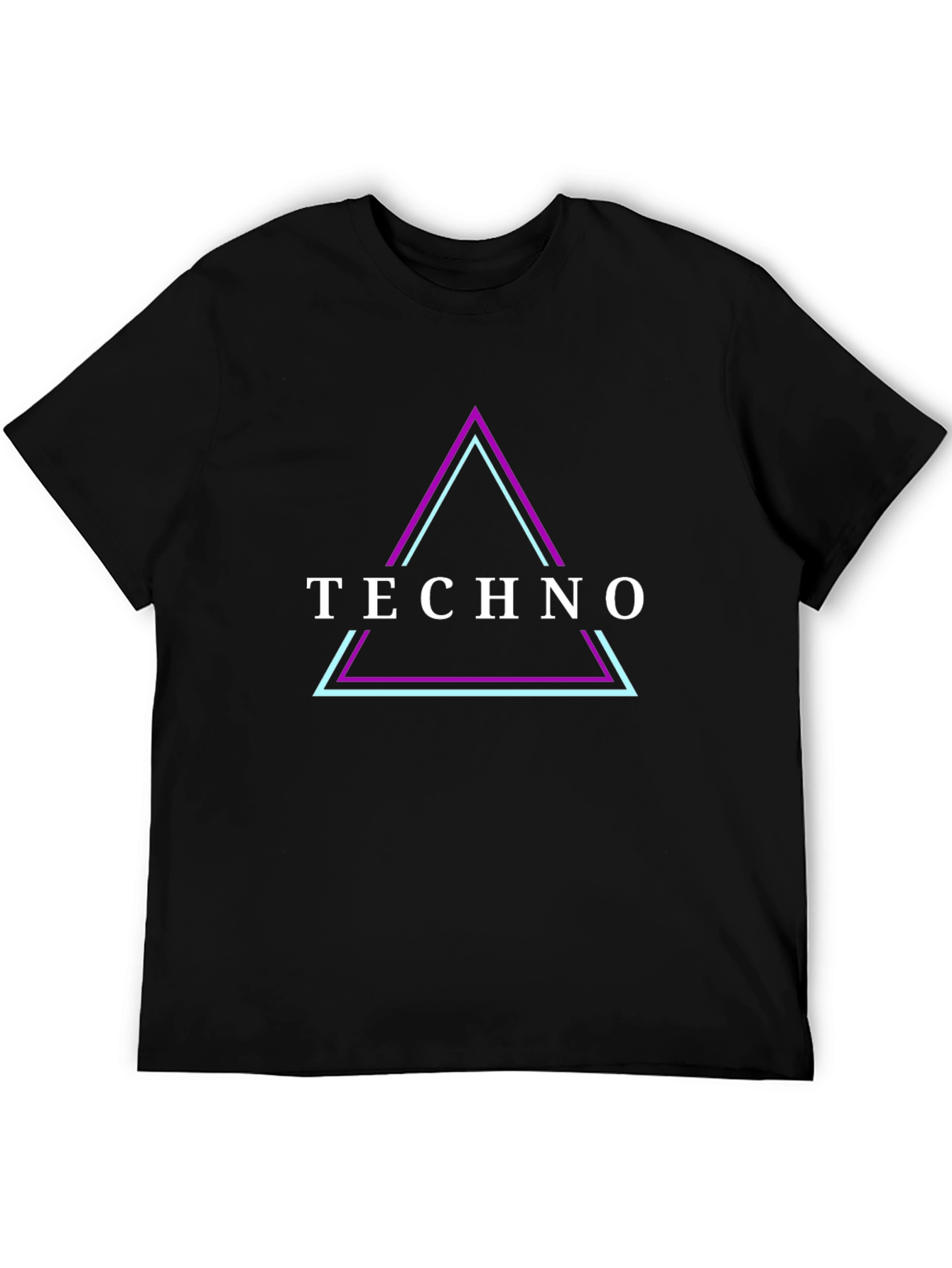 Techno Triangle Graphic Tee - Black Cotton T-Shirt