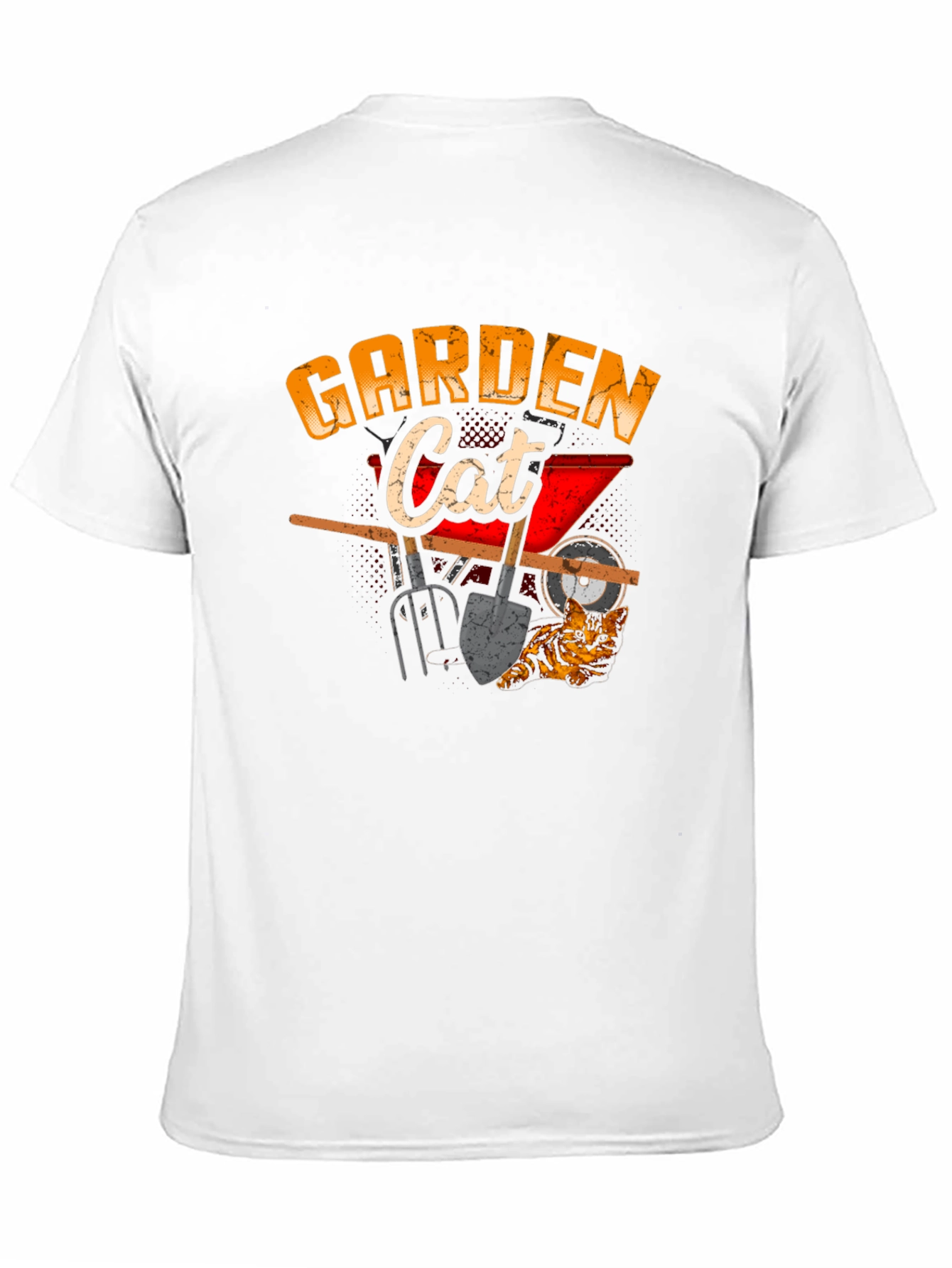 Garden Cat Graphic Tee Black Cotton T-Shirt