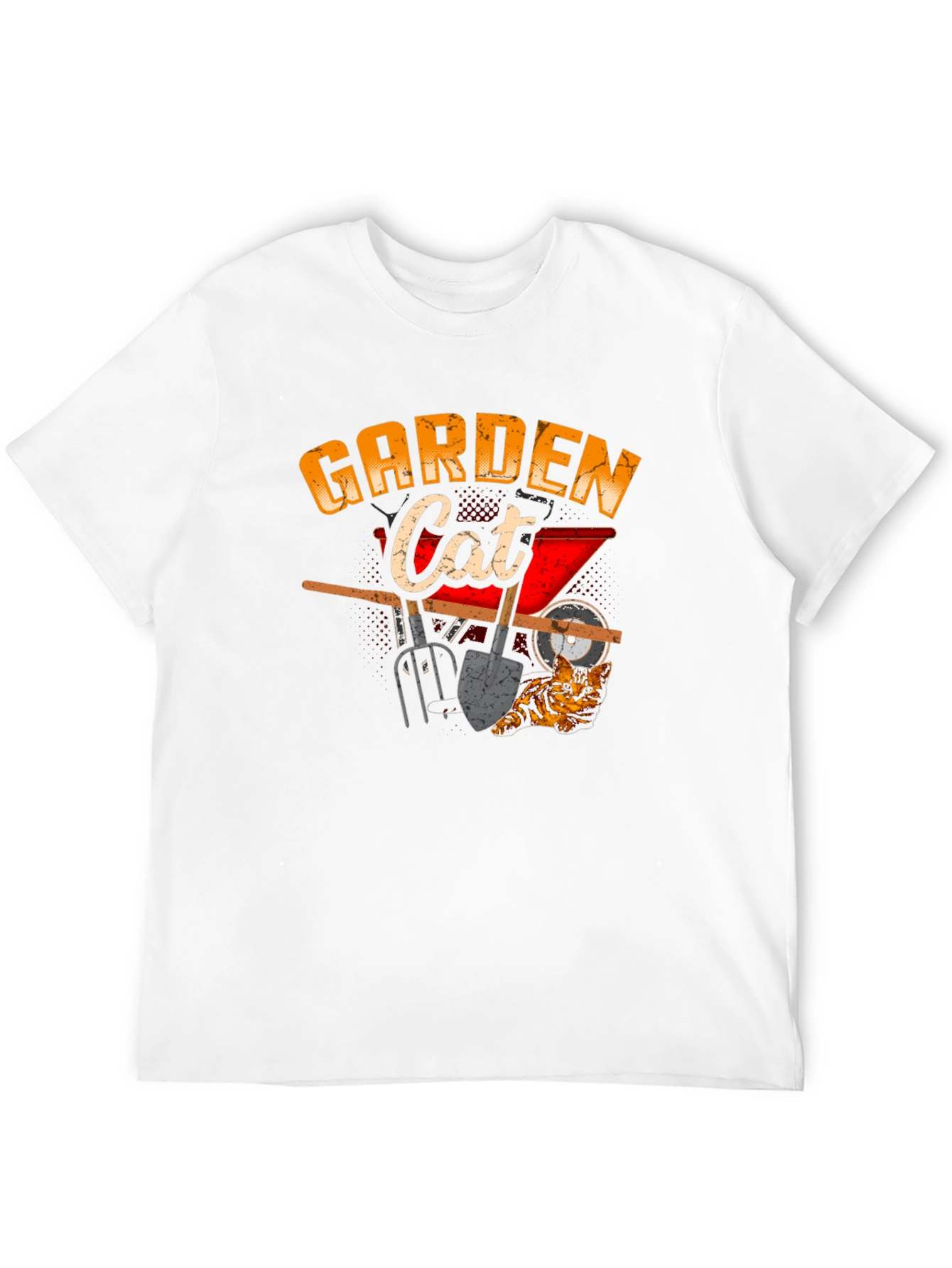 Garden Cat Graphic Tee Black Cotton T-Shirt