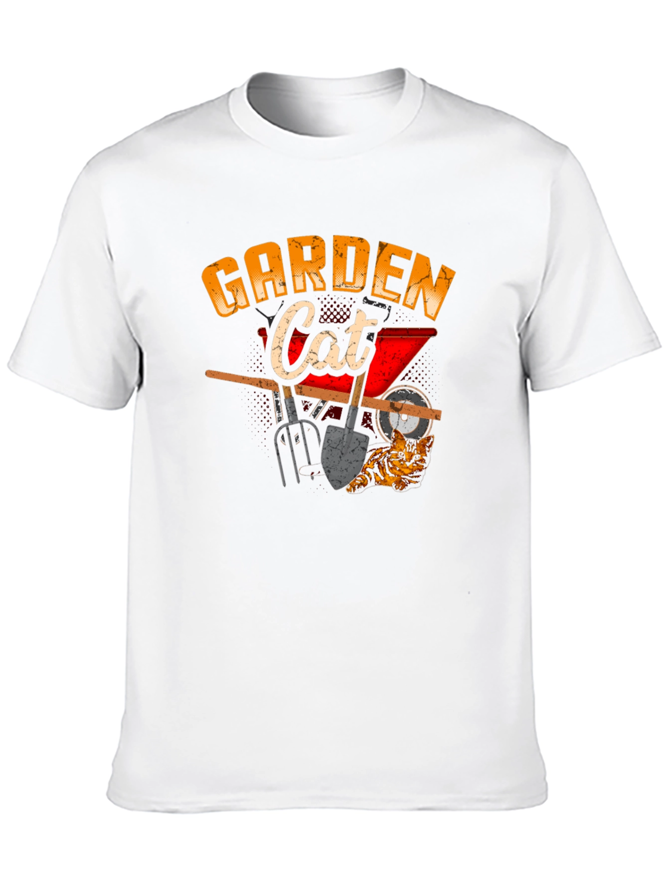 Garden Cat Graphic Tee Black Cotton T-Shirt