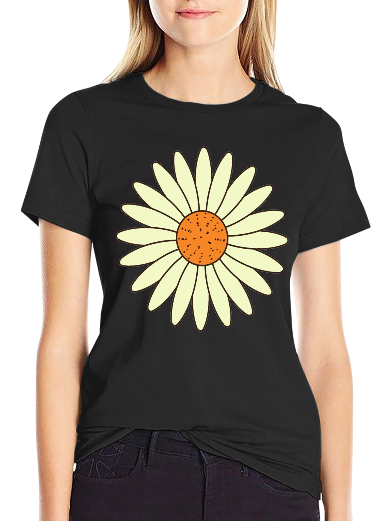 Daisy Graphic Tee - Black Casual T-Shirt