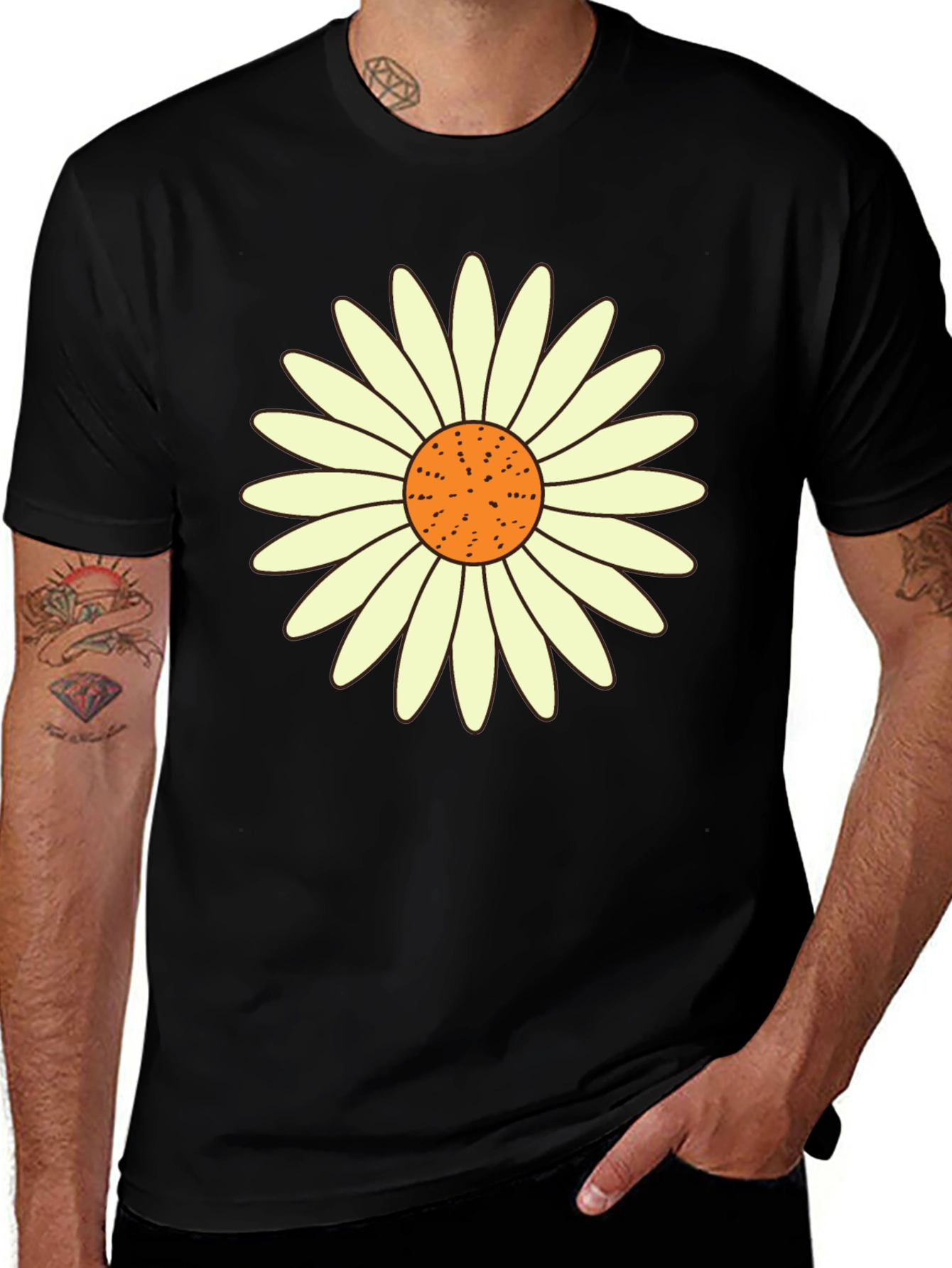 Daisy Graphic Tee - Black Casual T-Shirt