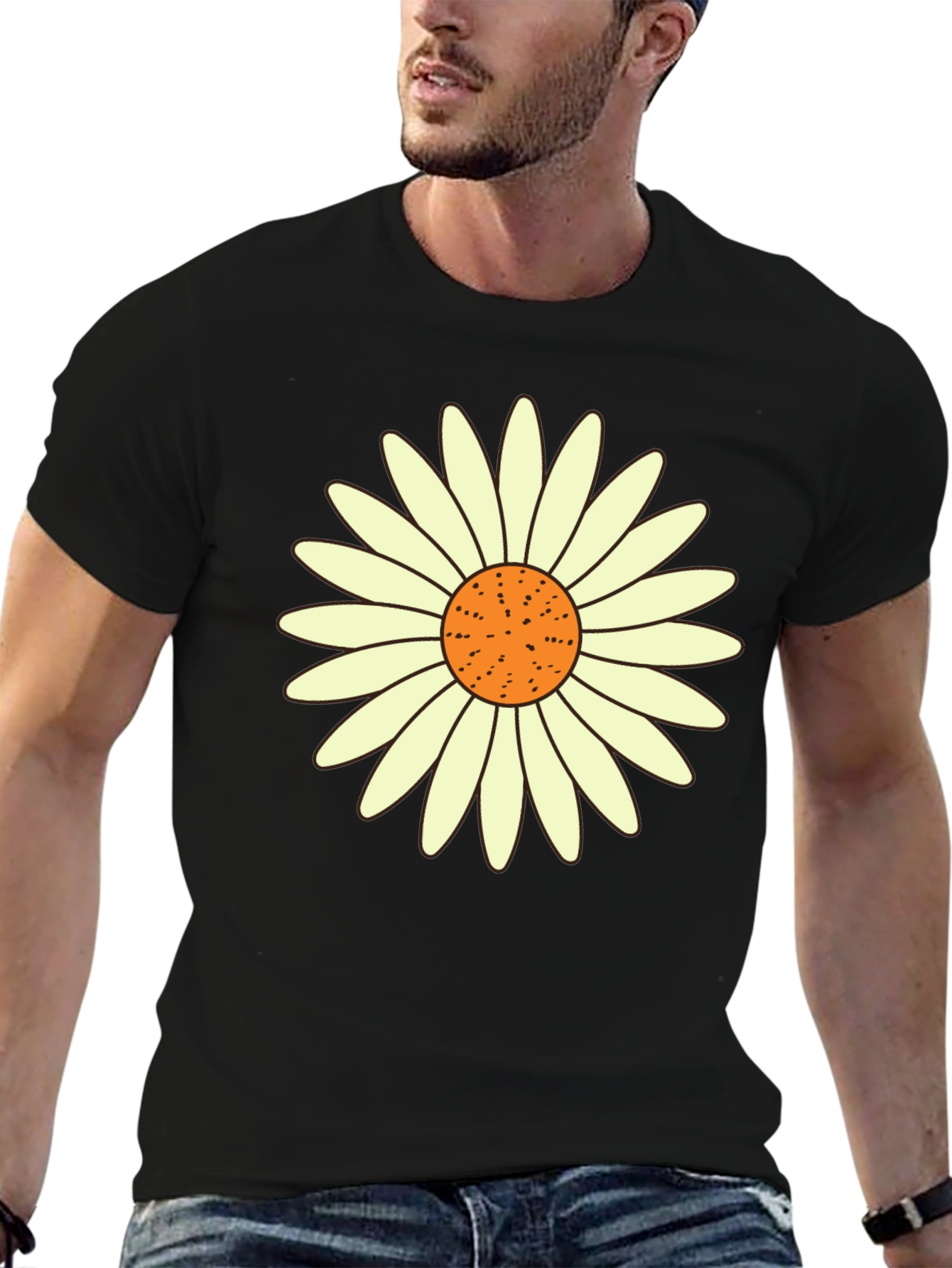 Daisy Graphic Tee - Black Casual T-Shirt