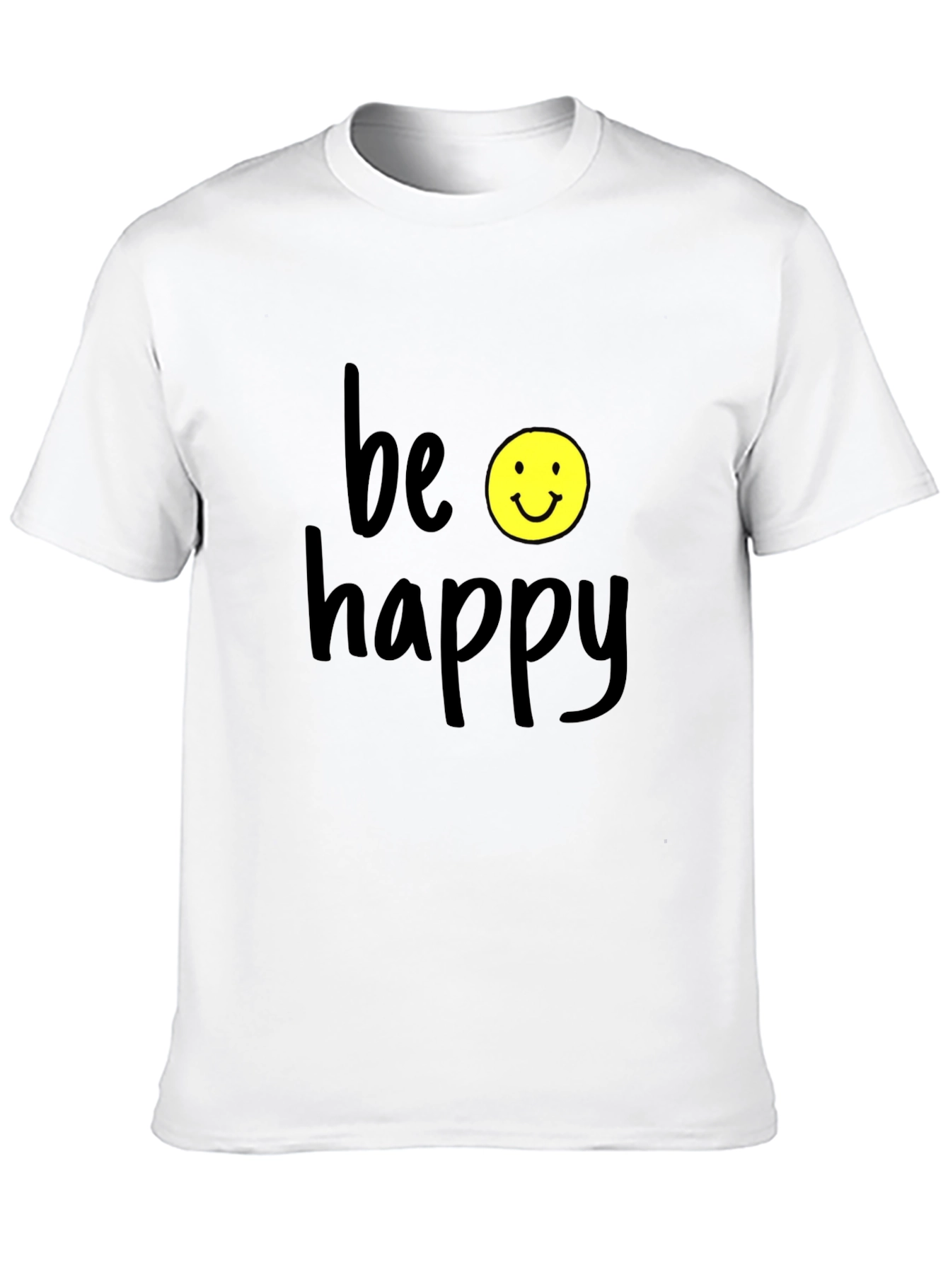 Be Happy Graphic Tee - Black Casual T-Shirt