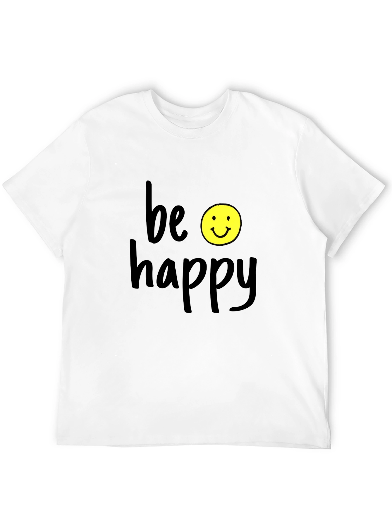 Be Happy Graphic Tee - Black Casual T-Shirt