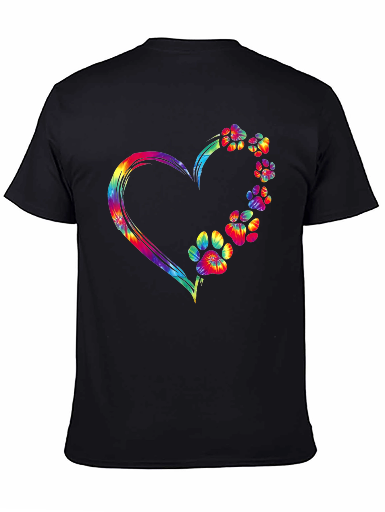 Tie Dye Paw Print Heart Graphic Tee