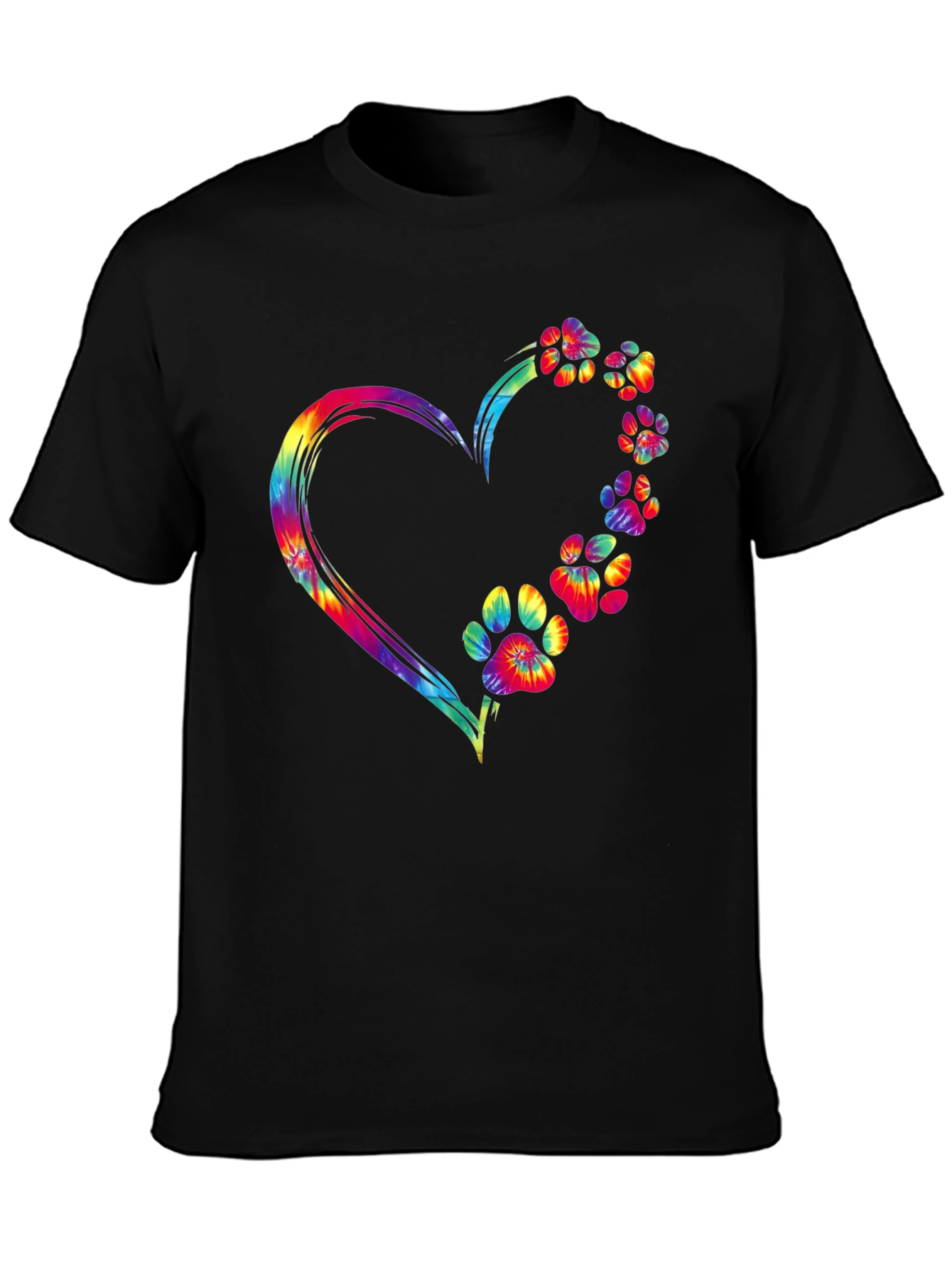 Tie Dye Paw Print Heart Graphic Tee