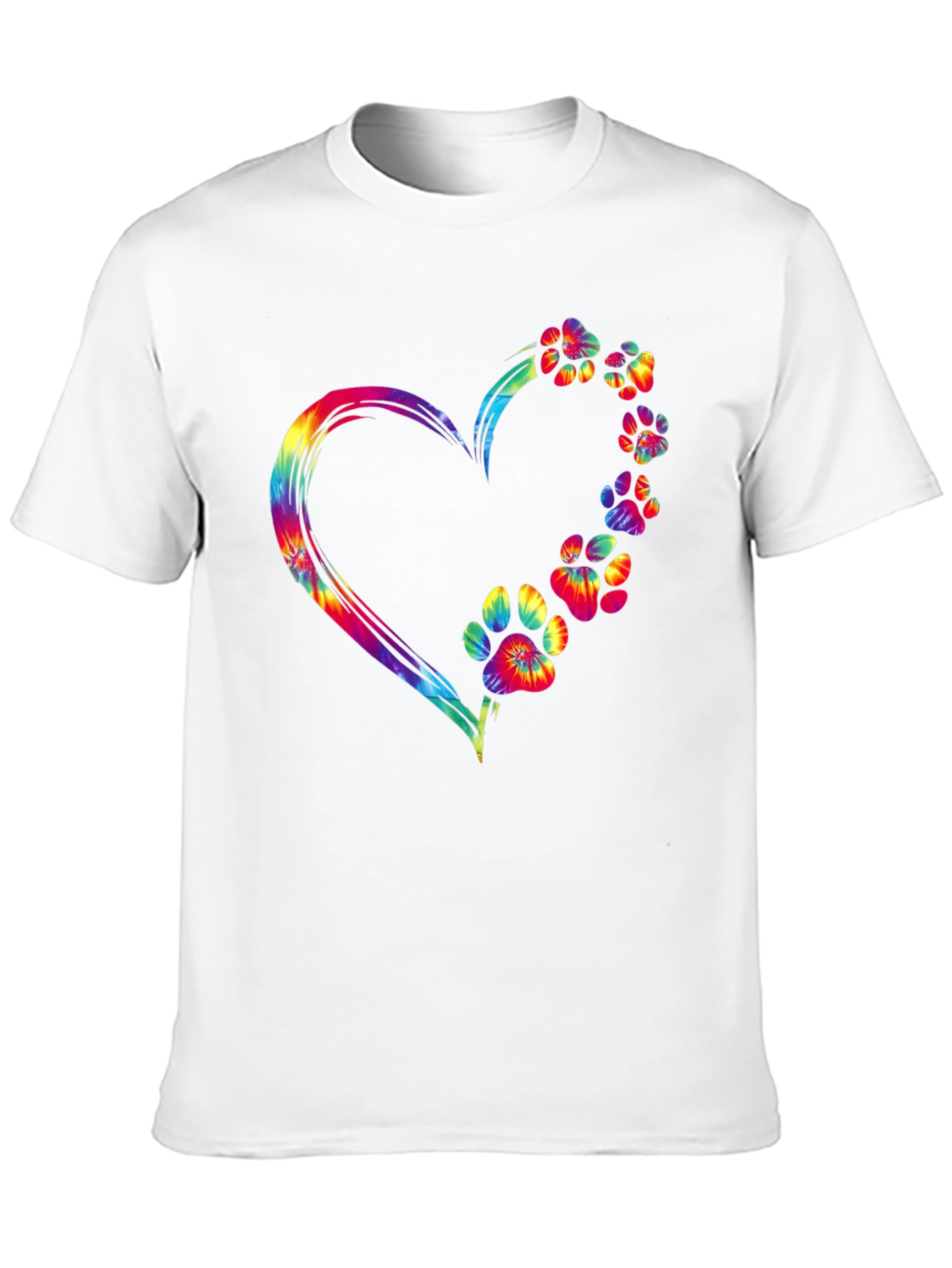 Tie Dye Paw Print Heart Graphic Tee