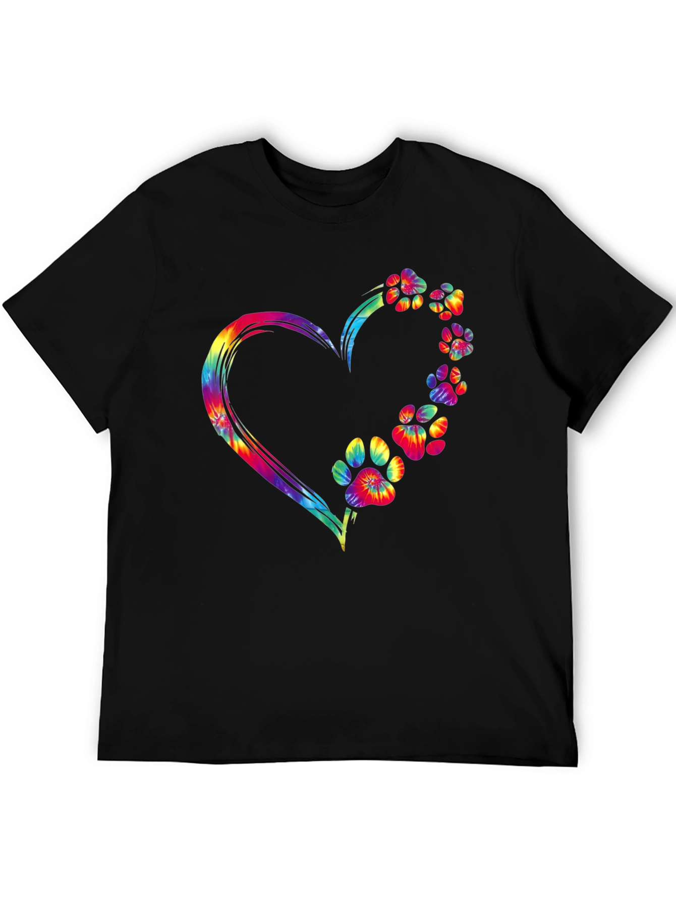 Tie Dye Paw Print Heart Graphic Tee