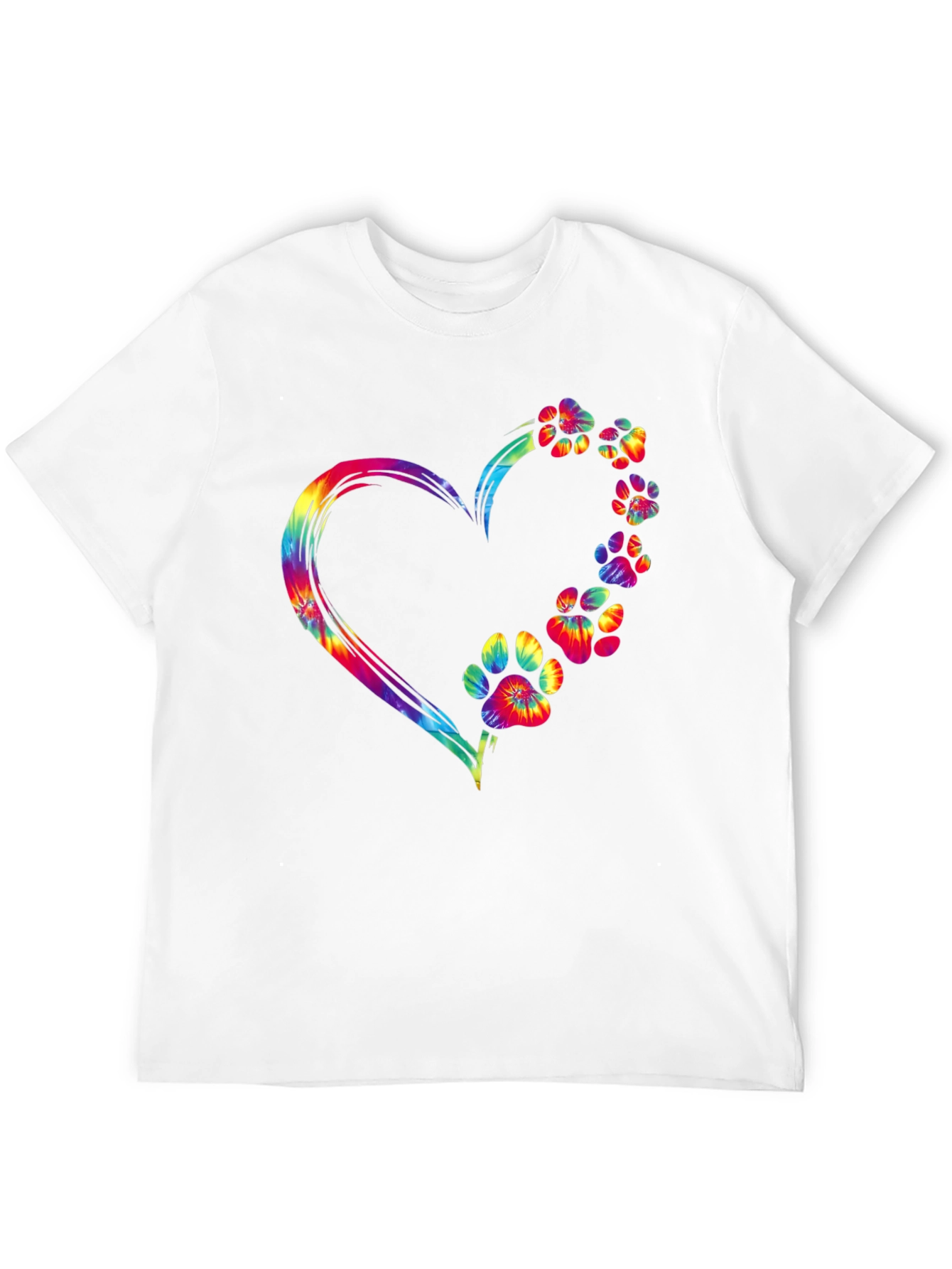 Tie Dye Paw Print Heart Graphic Tee