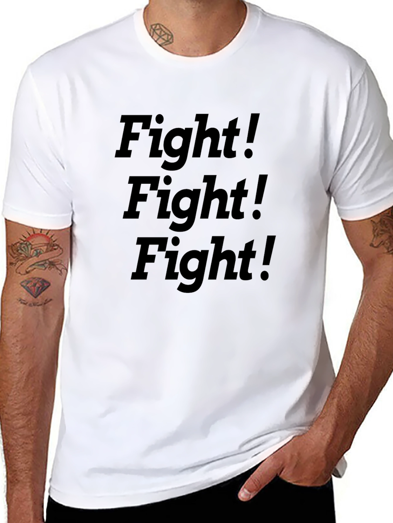 Fight! Graphic Tee - Bold Black Cotton T-Shirt