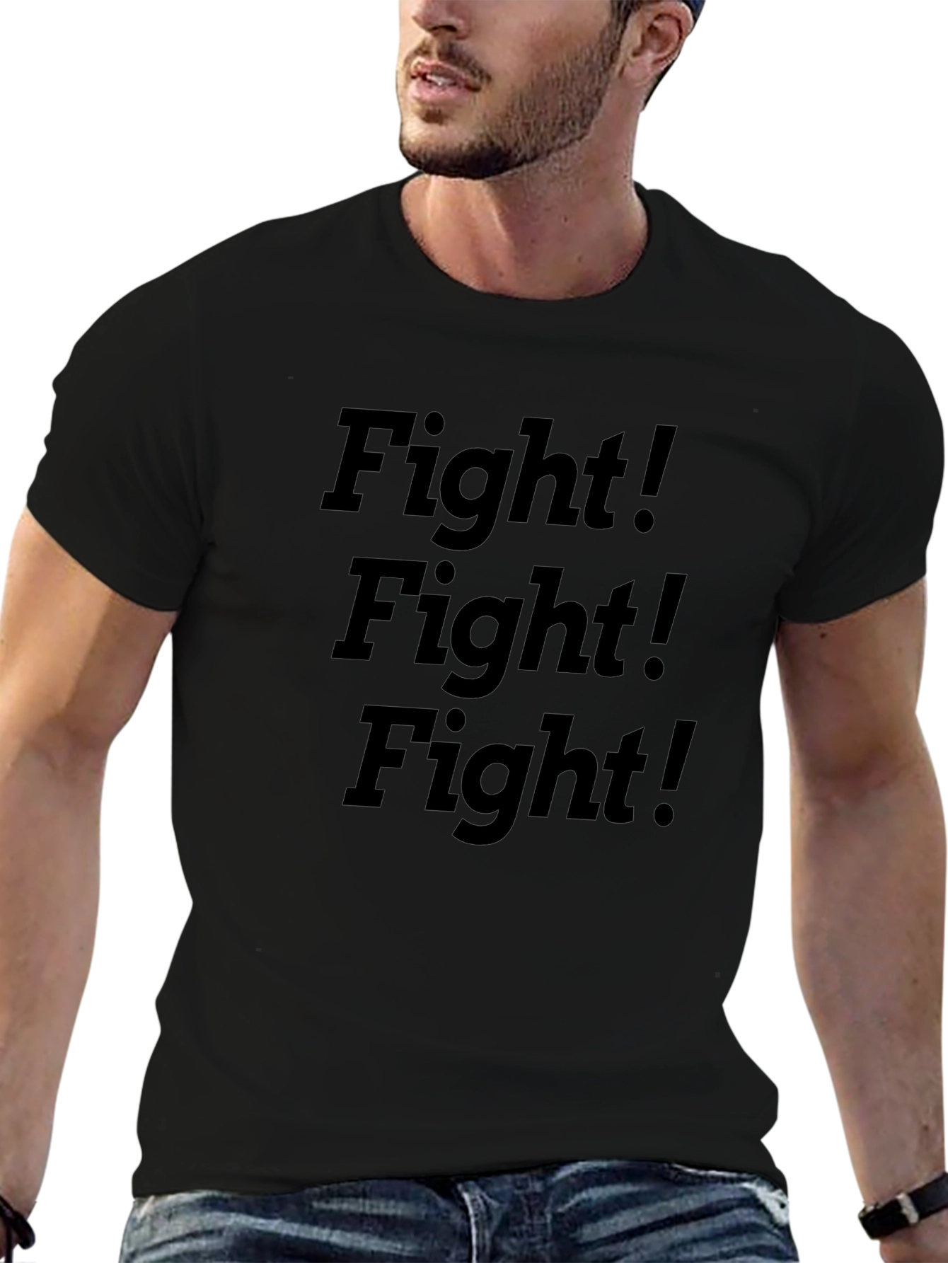 Fight! Graphic Tee - Bold Black Cotton T-Shirt
