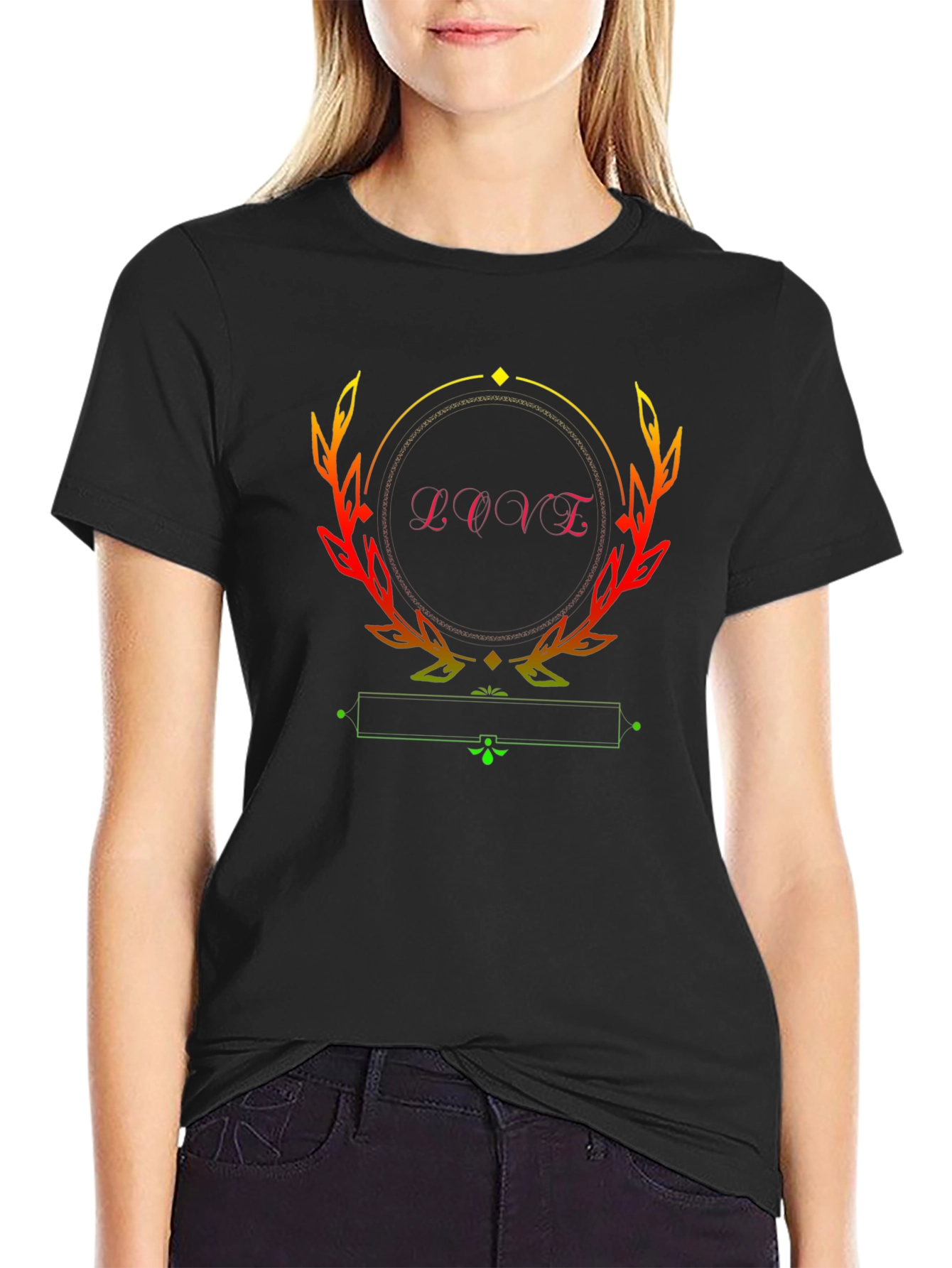 Love Graphic Print Black T-Shirt