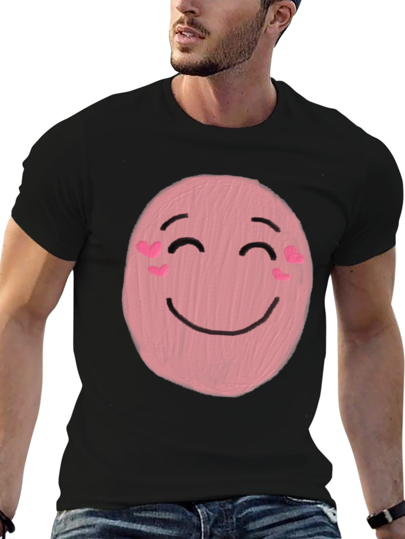 Cute Pink Emoji Graphic Tee - Happy Face T-Shirt