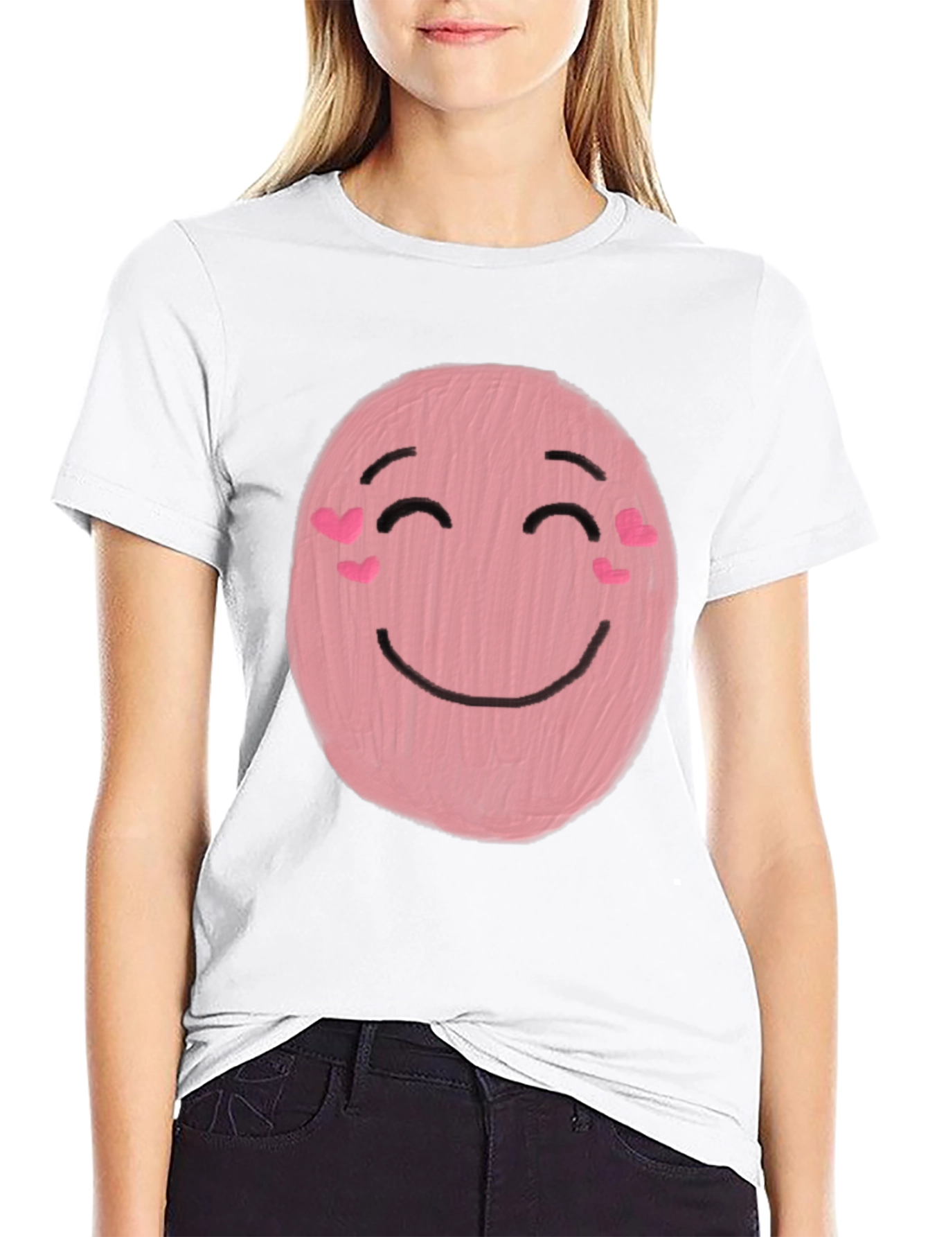 Cute Pink Emoji Graphic Tee - Happy Face T-Shirt