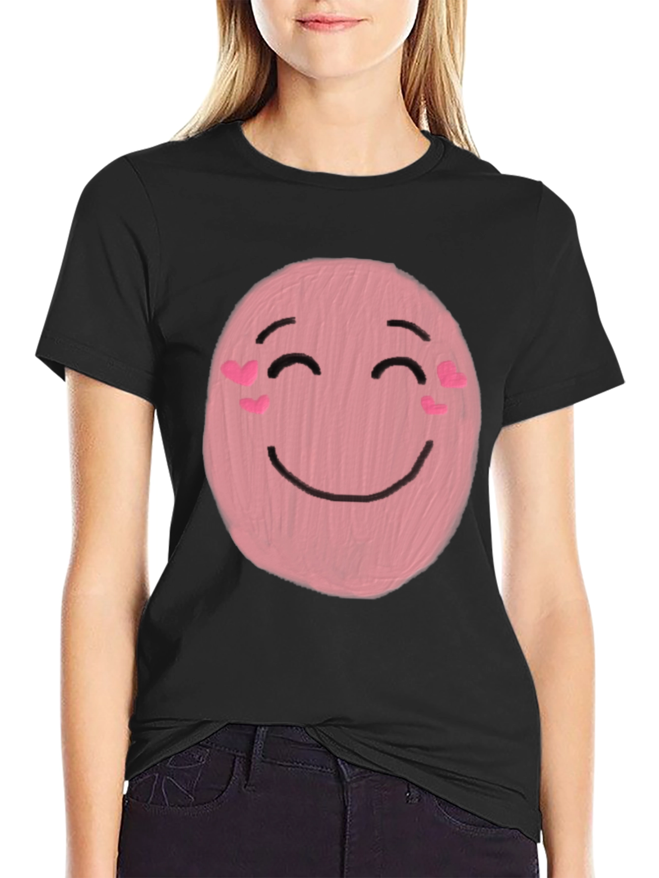 Cute Pink Emoji Graphic Tee - Happy Face T-Shirt