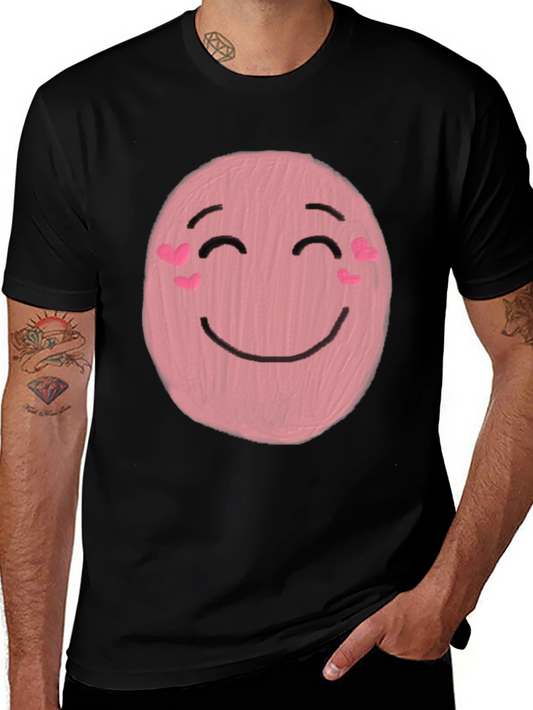 Cute Pink Emoji Graphic Tee - Happy Face T-Shirt