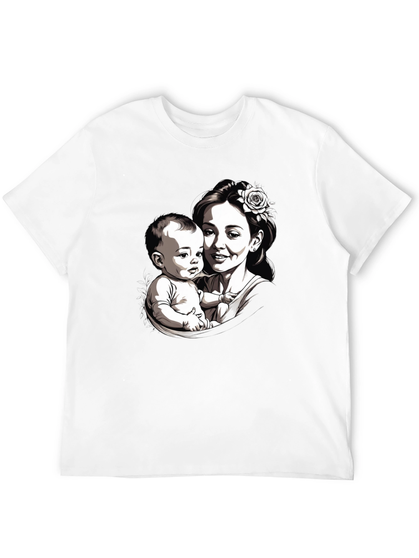 Mother & Child Graphic Tee - Black Unisex T-Shirt