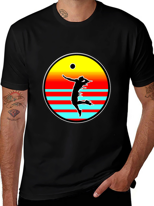 Retro Sunset Volleyball Player T-Shirt