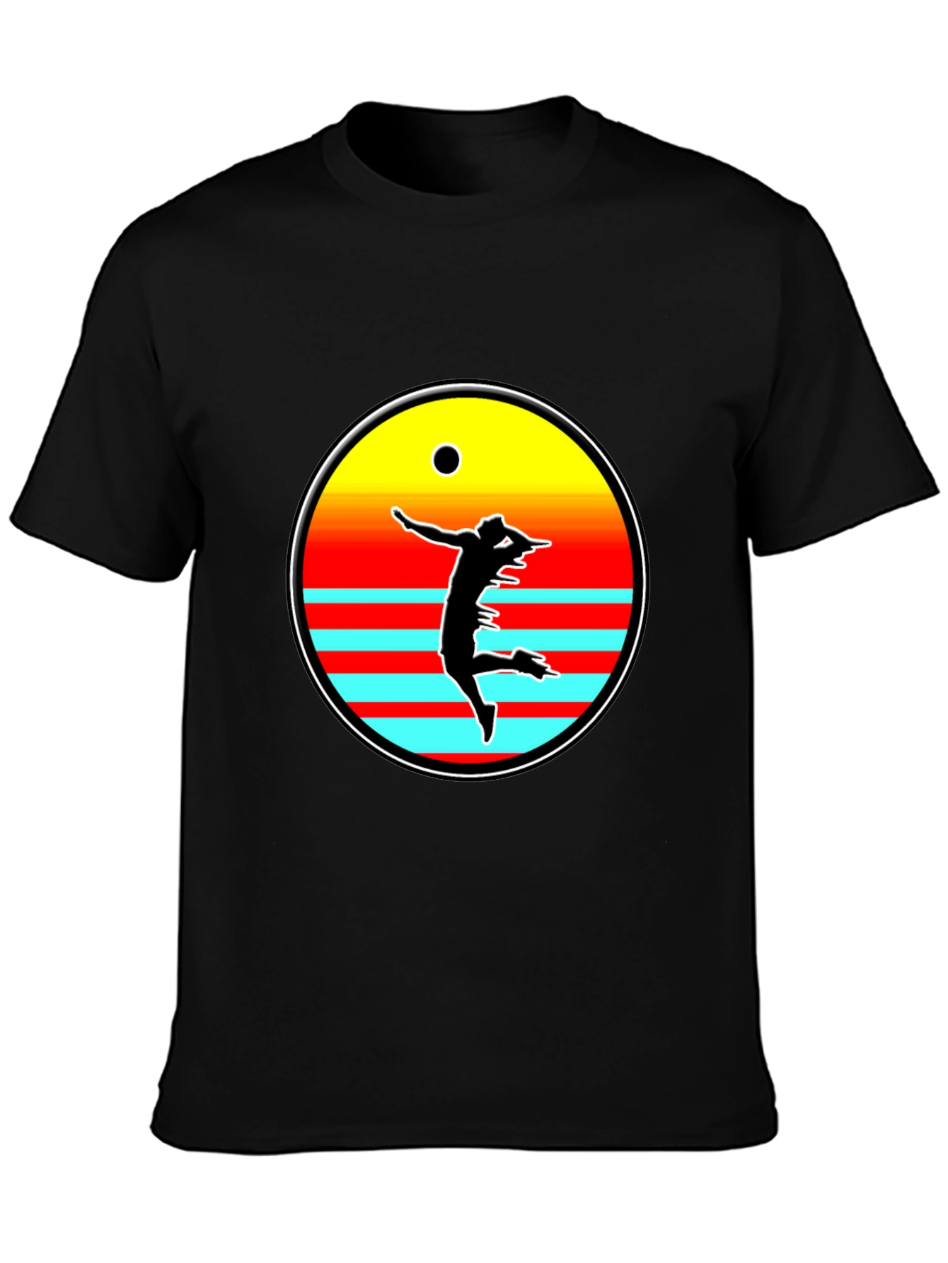 Retro Sunset Volleyball Player T-Shirt