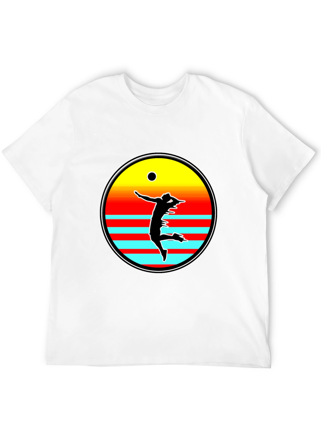 Retro Sunset Volleyball Player T-Shirt