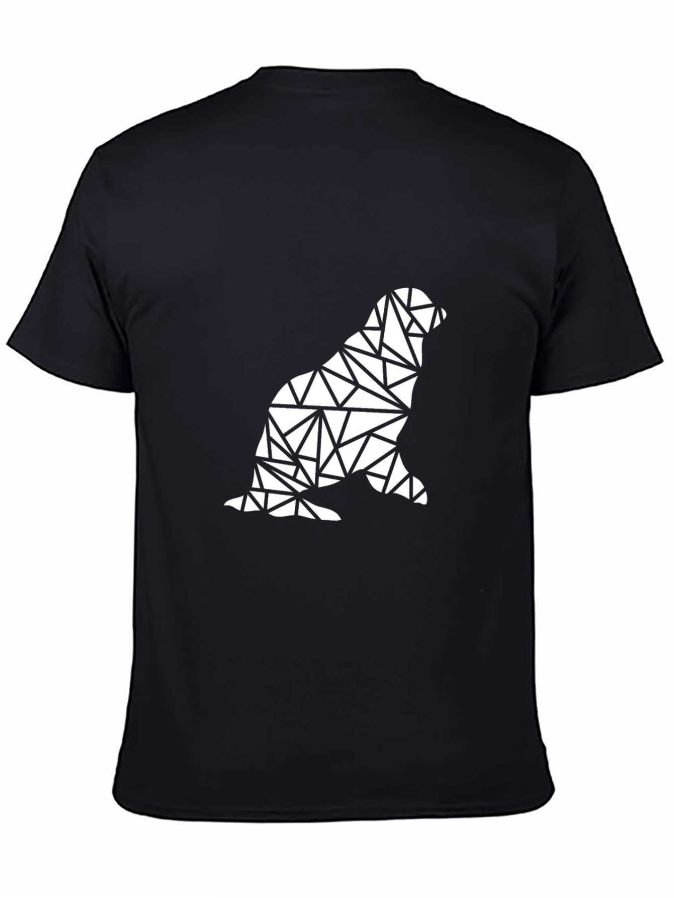 Geometric Seal Graphic Tee - Black Cotton Blend