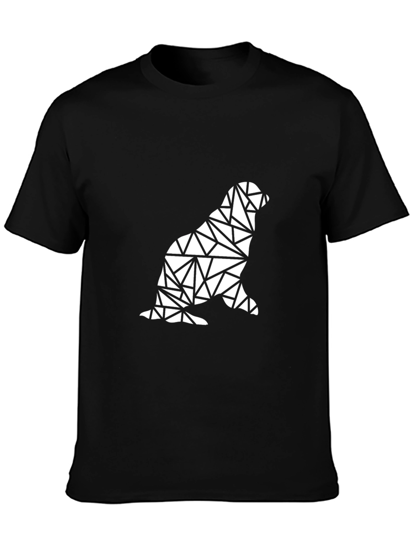 Geometric Seal Graphic Tee - Black Cotton Blend