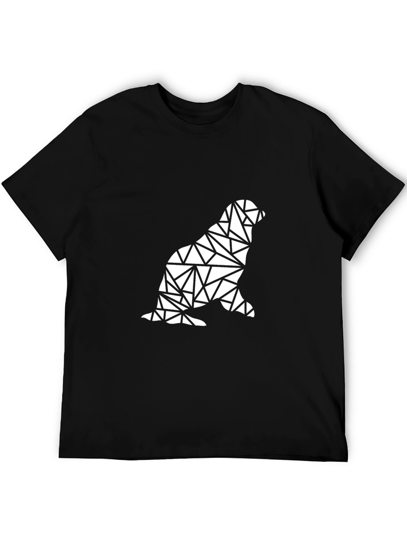 Geometric Seal Graphic Tee - Black Cotton Blend