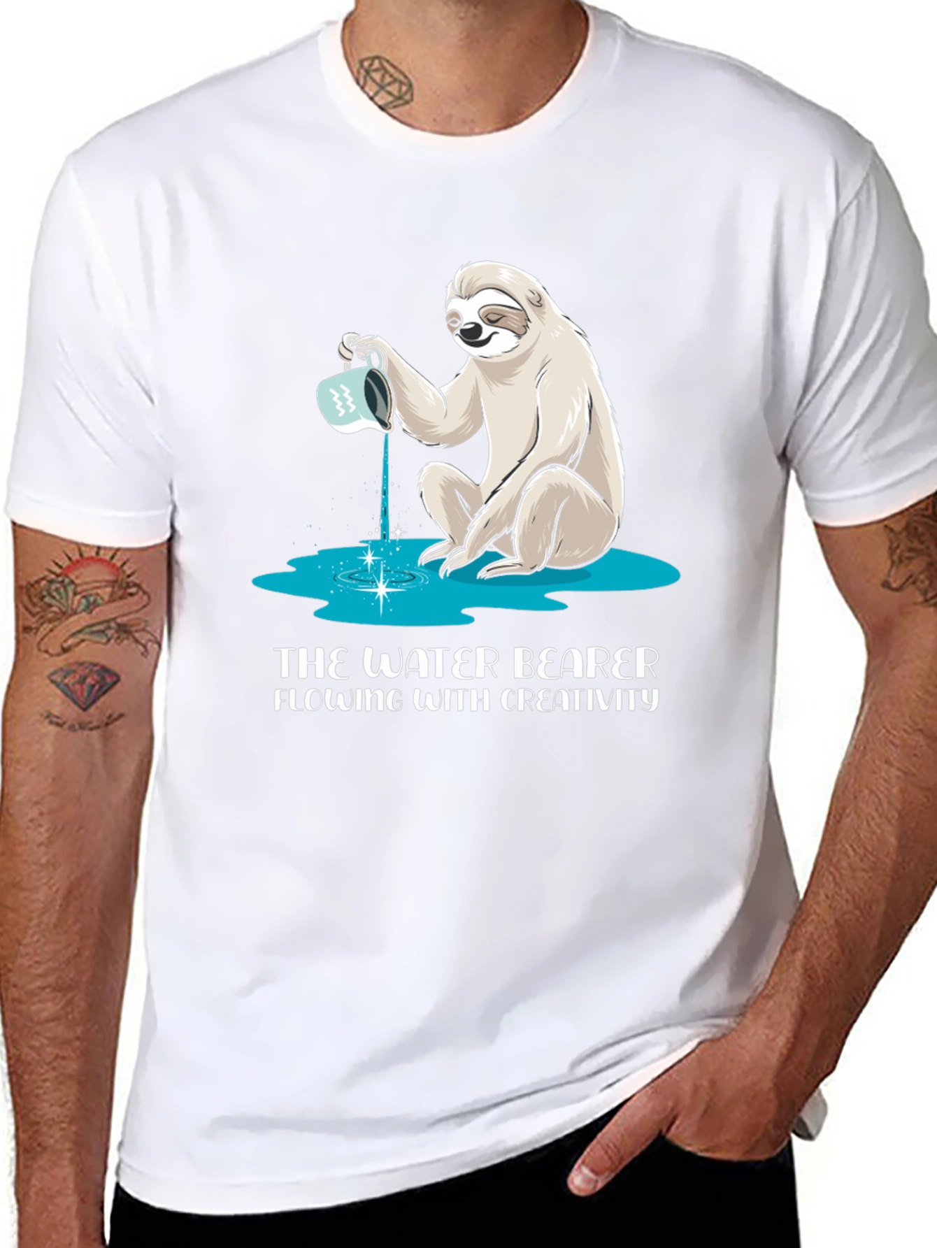 Water Bearer Sloth T-Shirt - Flowing Creativity Design