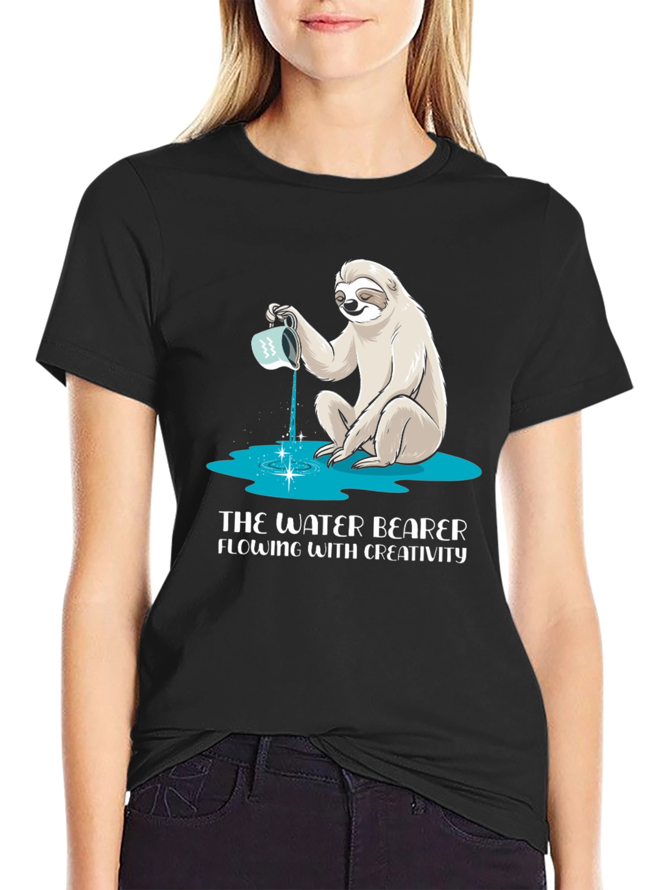Water Bearer Sloth T-Shirt - Flowing Creativity Design