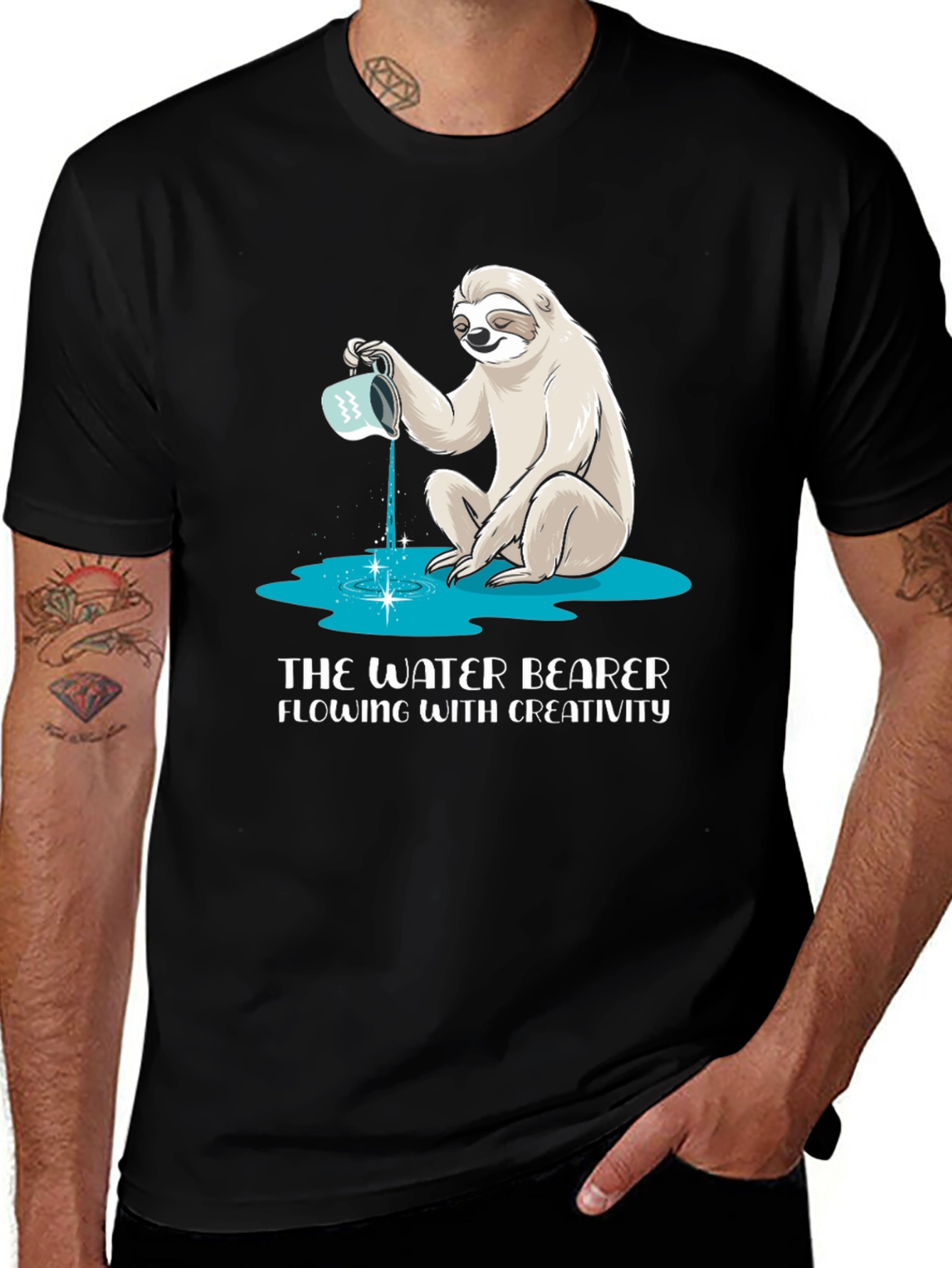 Water Bearer Sloth T-Shirt - Flowing Creativity Design